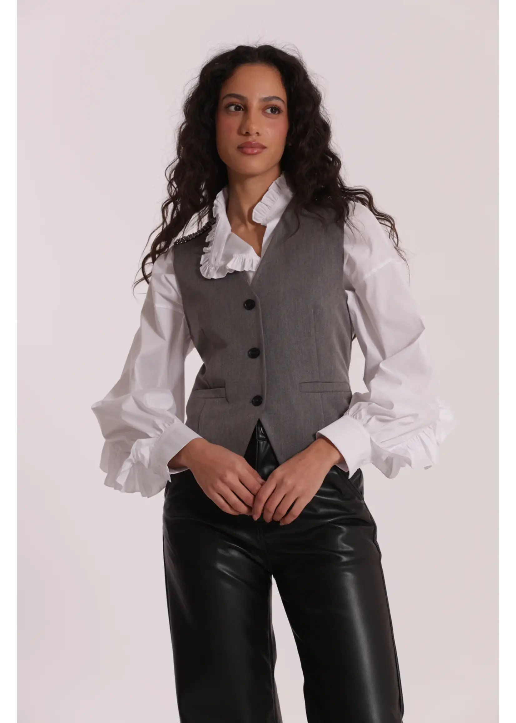 MIMI MUA GILET PASSAMANERIA GREY MSAN-6606