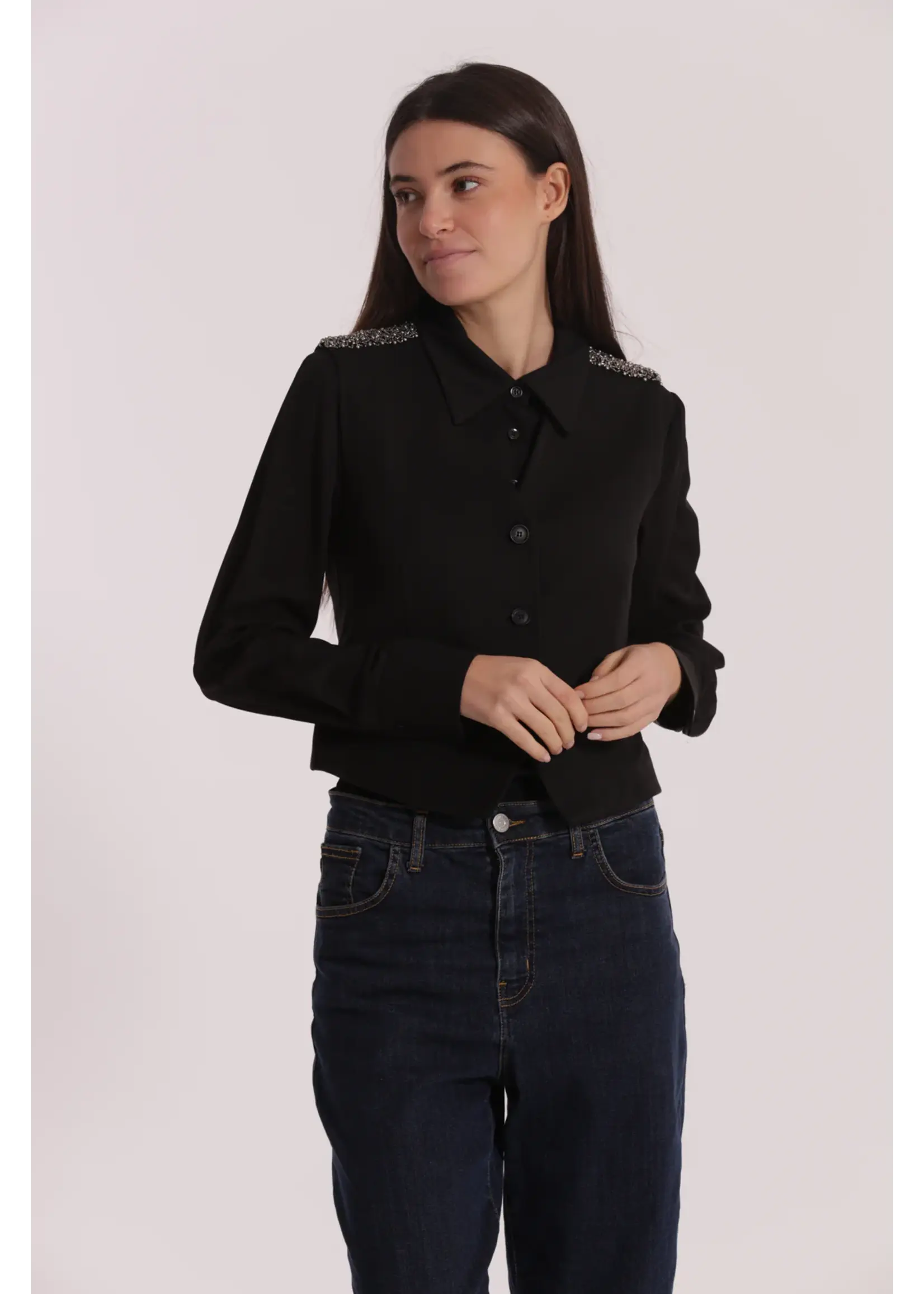 MIMI MUA GILET PASSAMANERIA BLACK MSAN-6606