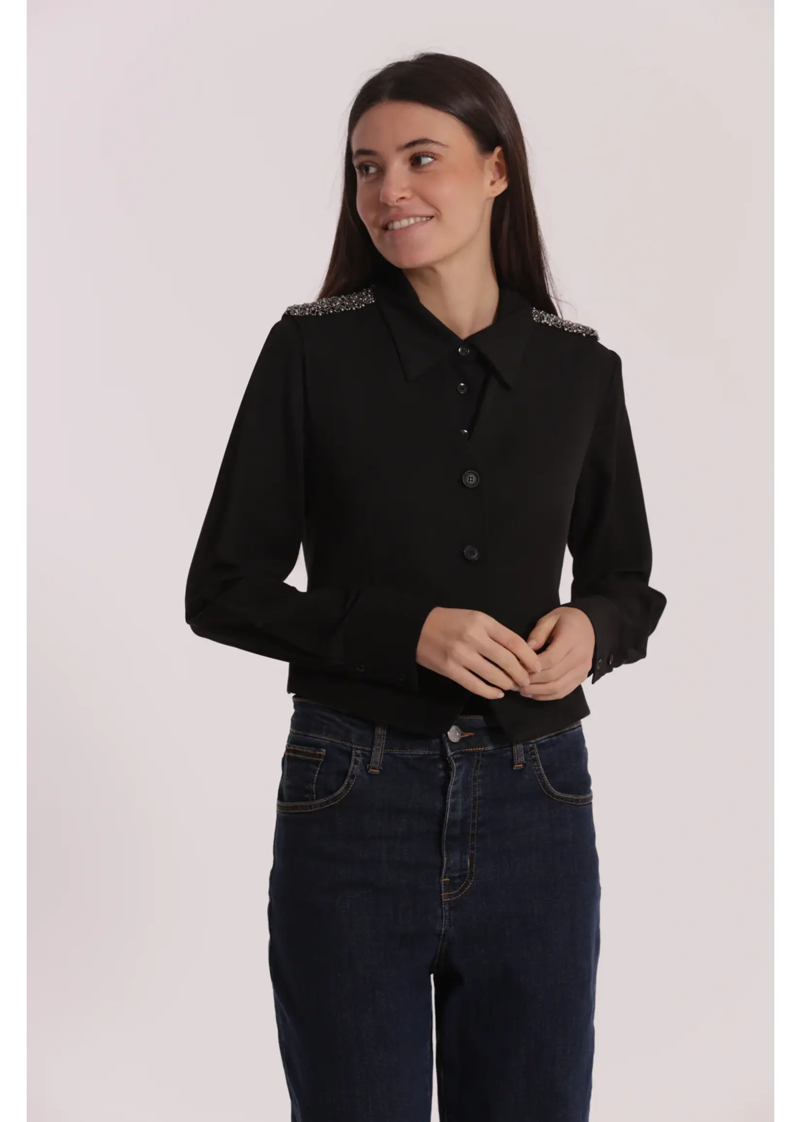 MIMI MUA GILET PASSAMANERIA BLACK MSAN-6606