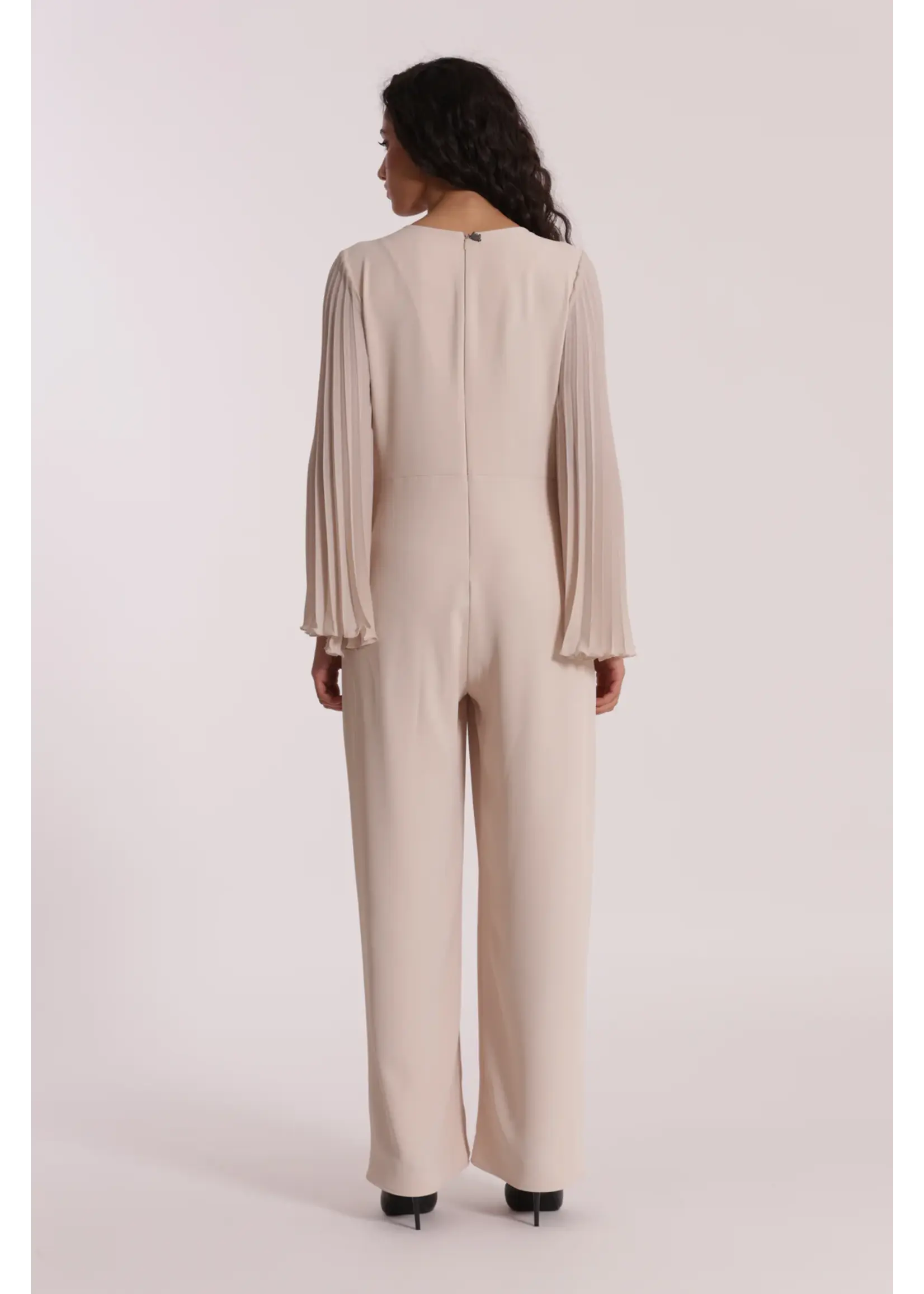 MIMI MUA JUMPSUITE MANICHE PLISSE EGAN-2909 BEIGE