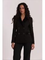 MIMI MUA BLAZER SUEDE EFFECT BLACK