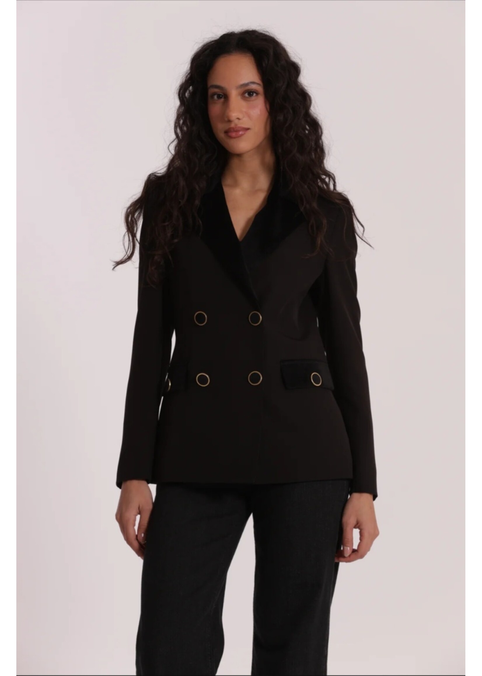 MIMI MUA BLAZER SUEDE EFFECT BLACK ESAN-6584