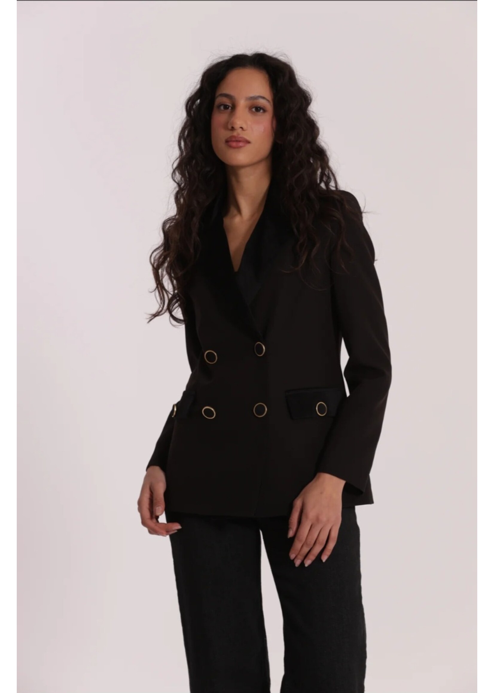 MIMI MUA BLAZER SUEDE EFFECT BLACK ESAN-6584