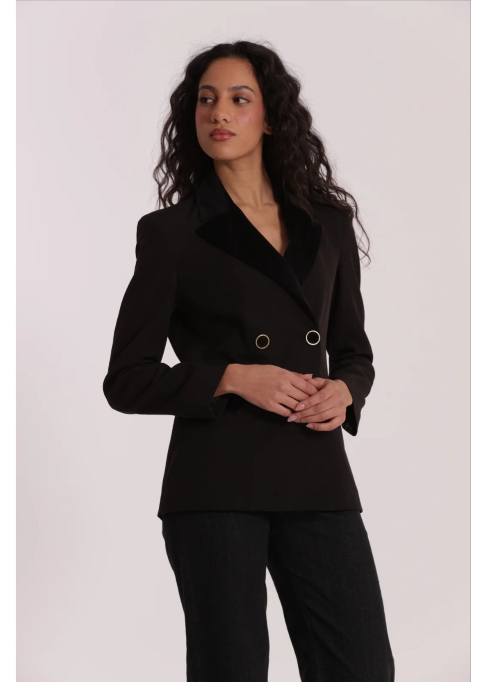 MIMI MUA BLAZER SUEDE EFFECT BLACK ESAN-6584