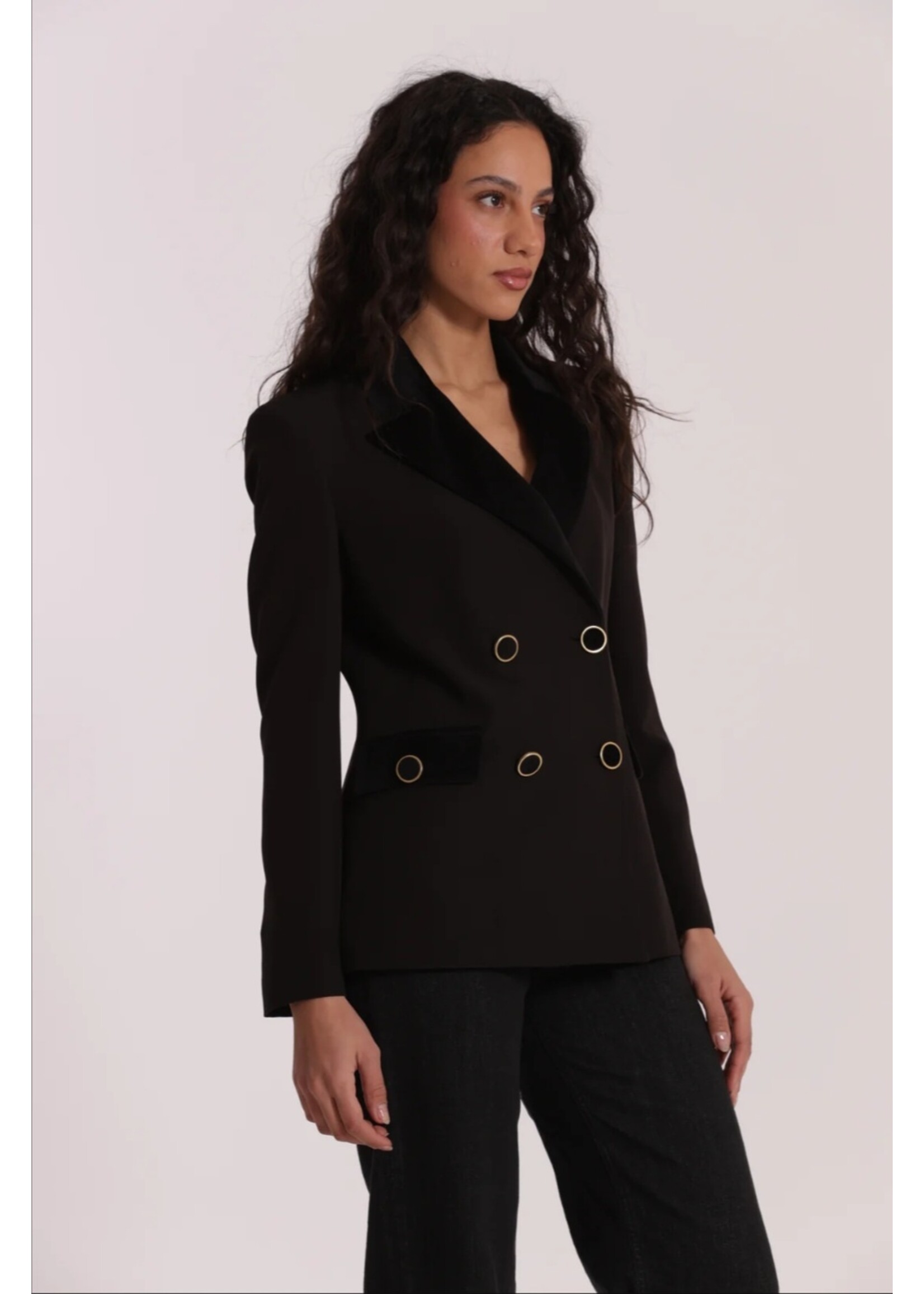 MIMI MUA BLAZER SUEDE EFFECT BLACK ESAN-6584