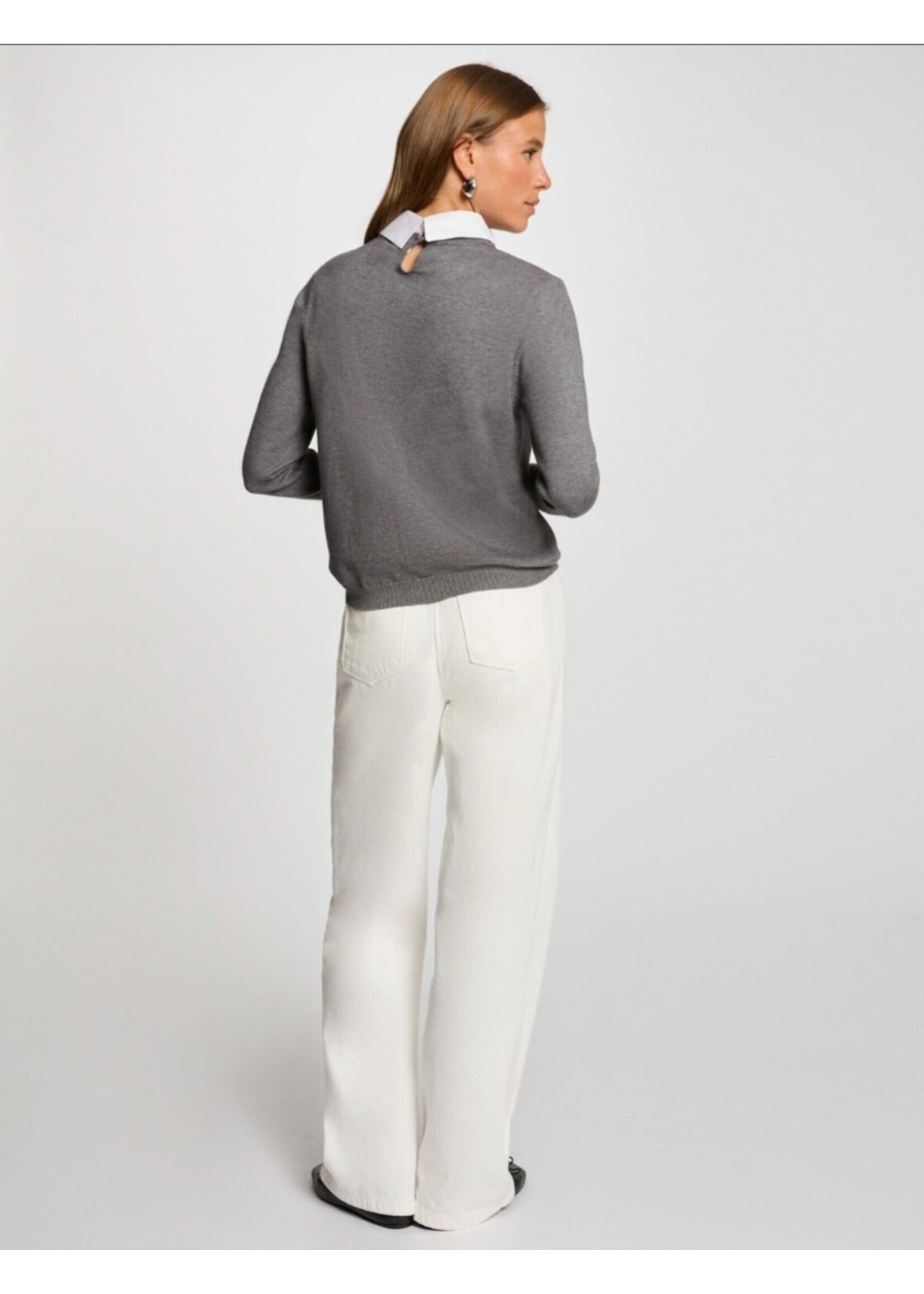 MORGAN SWEATER WITH SHIRT COLLAR DARK GREY 251-MSHIRT