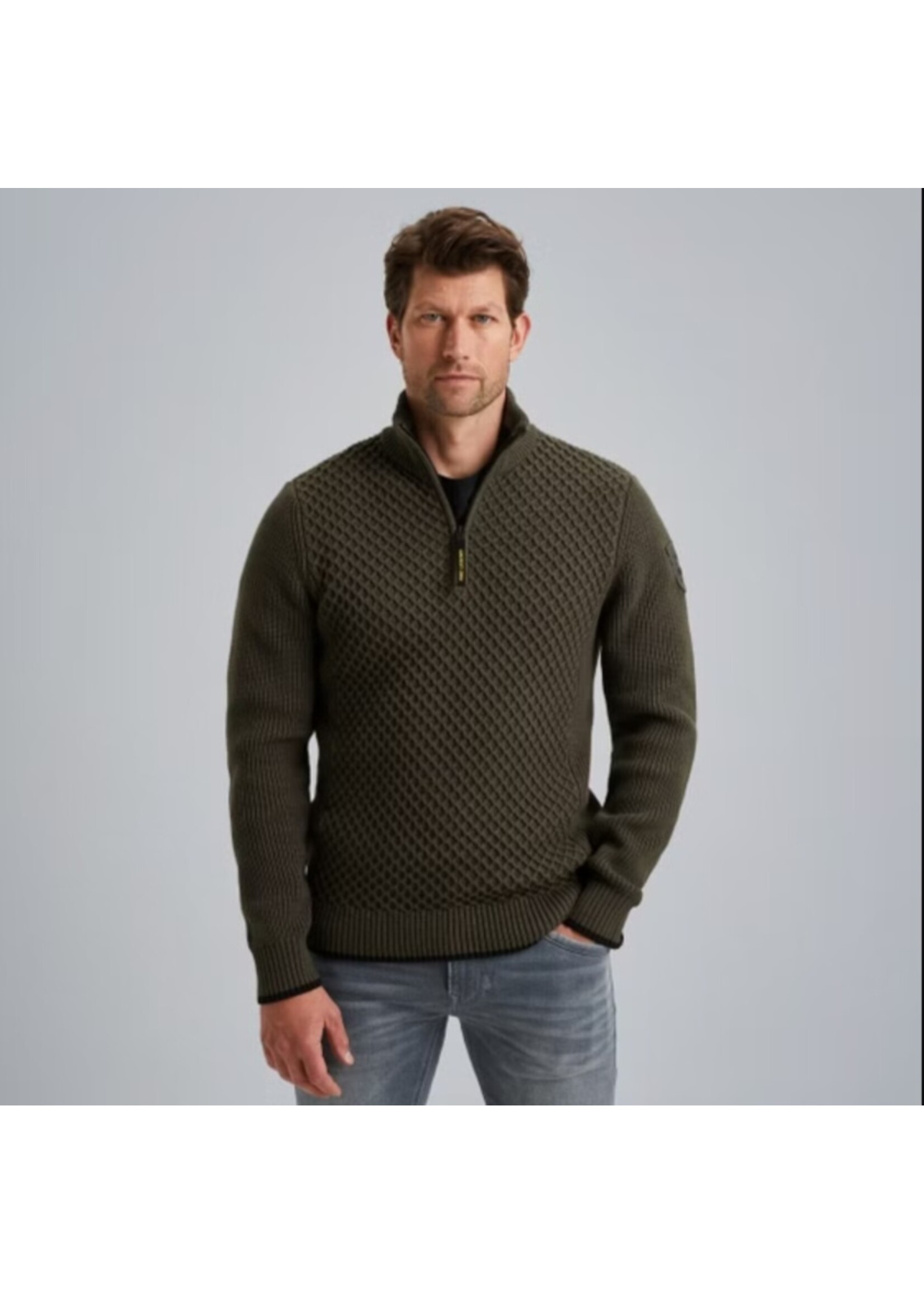 PME-Legend SWEATER HALF ZIPPER DARK GREEN PKW2509324