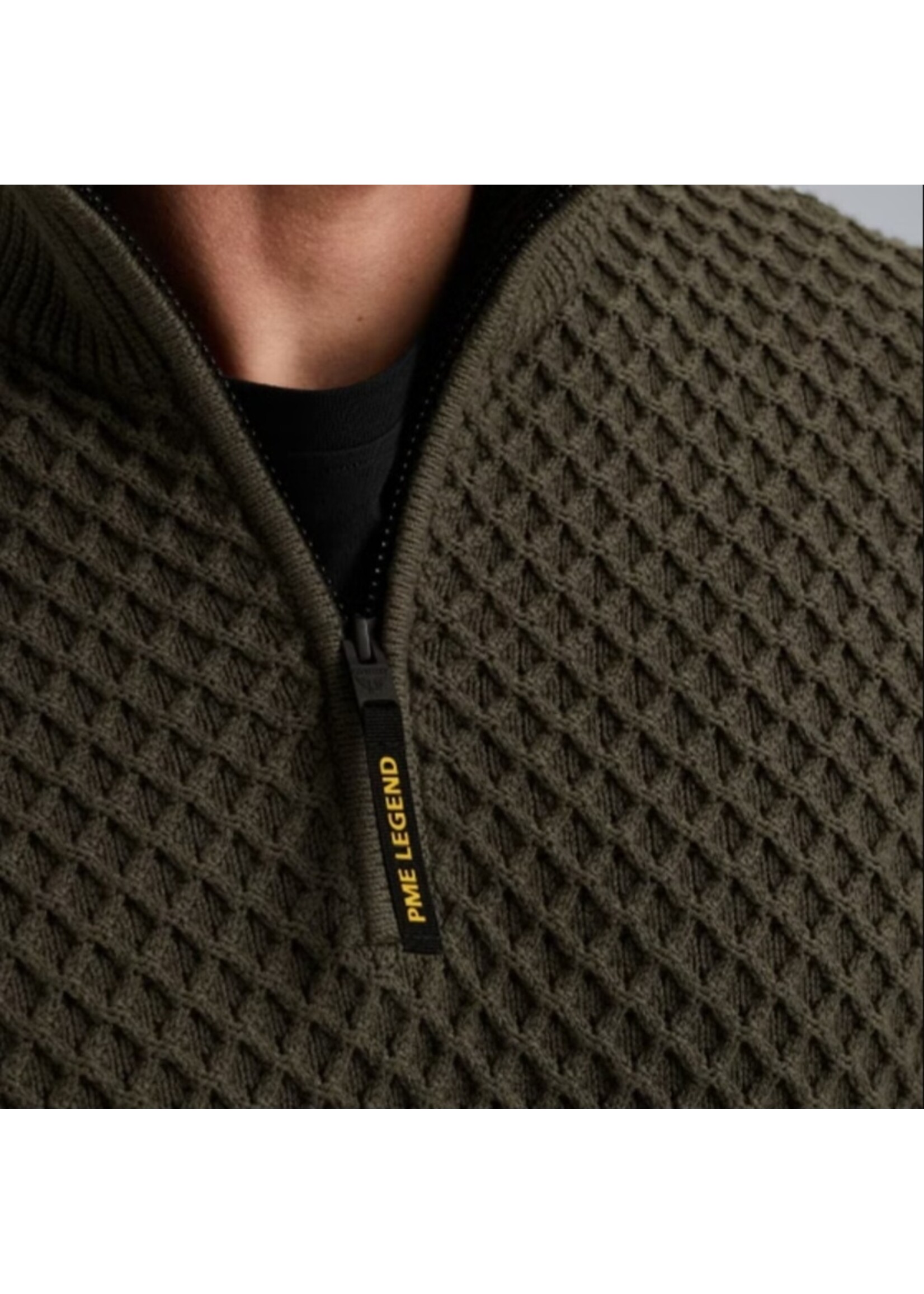 PME-Legend SWEATER HALF ZIPPER DARK GREEN PKW2509324
