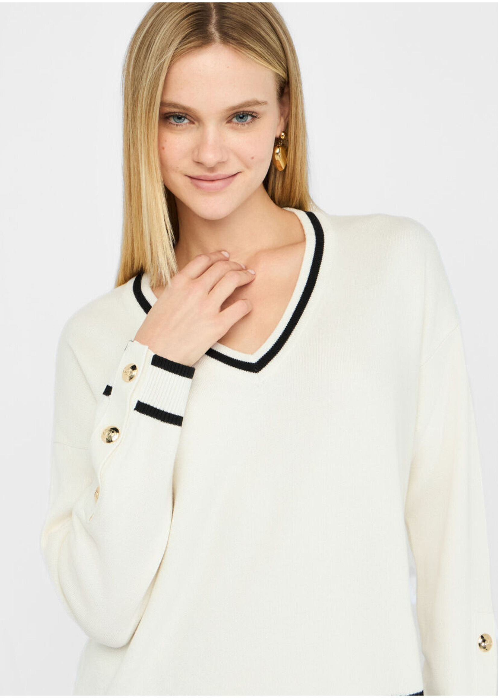 LIU JO SWEATER CHIUSA TF5229 MS59L WITHE/BLACK