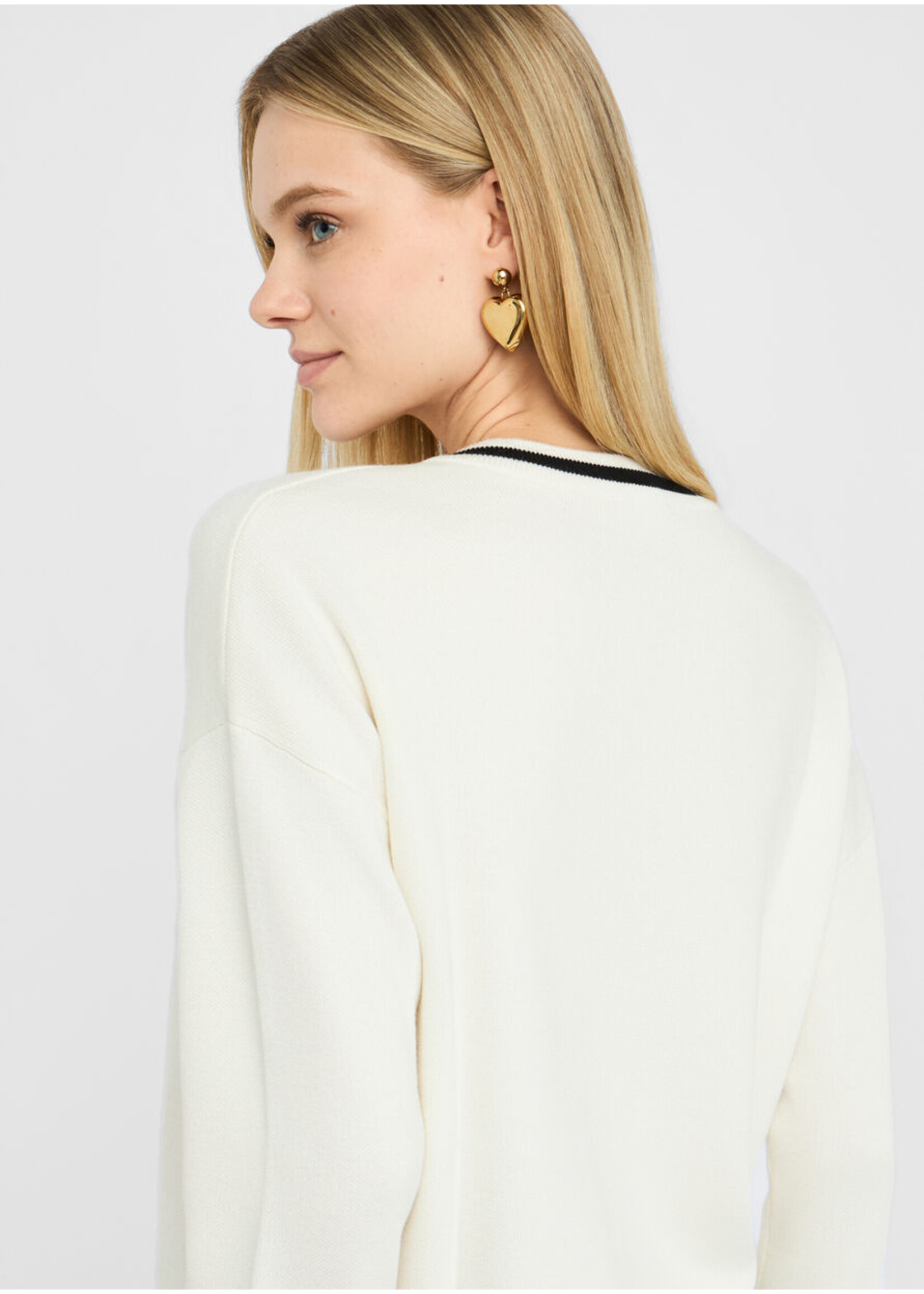 LIU JO SWEATER CHIUSA TF5229 MS59L WITHE/BLACK