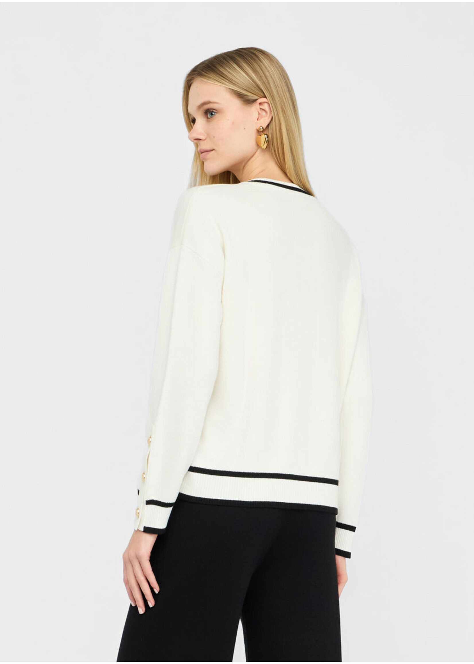 LIU JO SWEATER CHIUSA TF5229 MS59L WITHE/BLACK