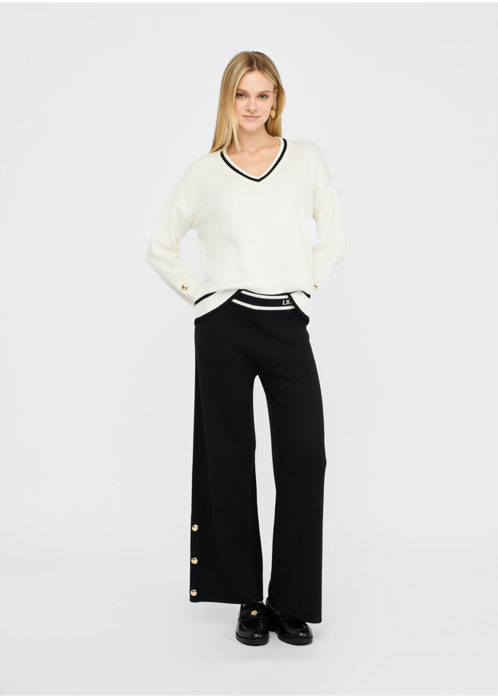 LIU JO SWEATER CHIUSA TF5229 MS59L WITHE/BLACK