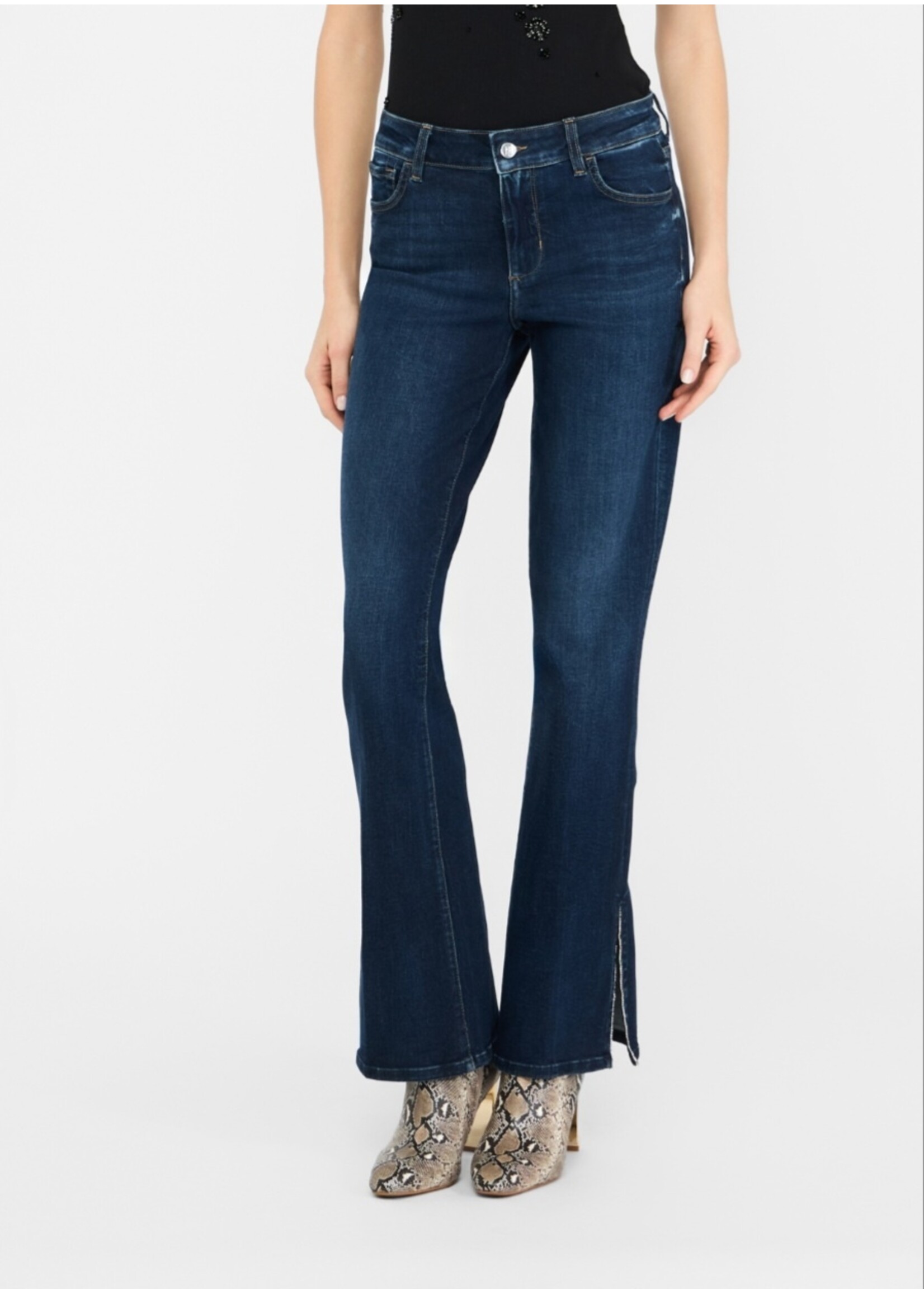 LIU JO PANTS BEAT SPLIT HIGH WAIST DENIM BLUE UF5134 D4797