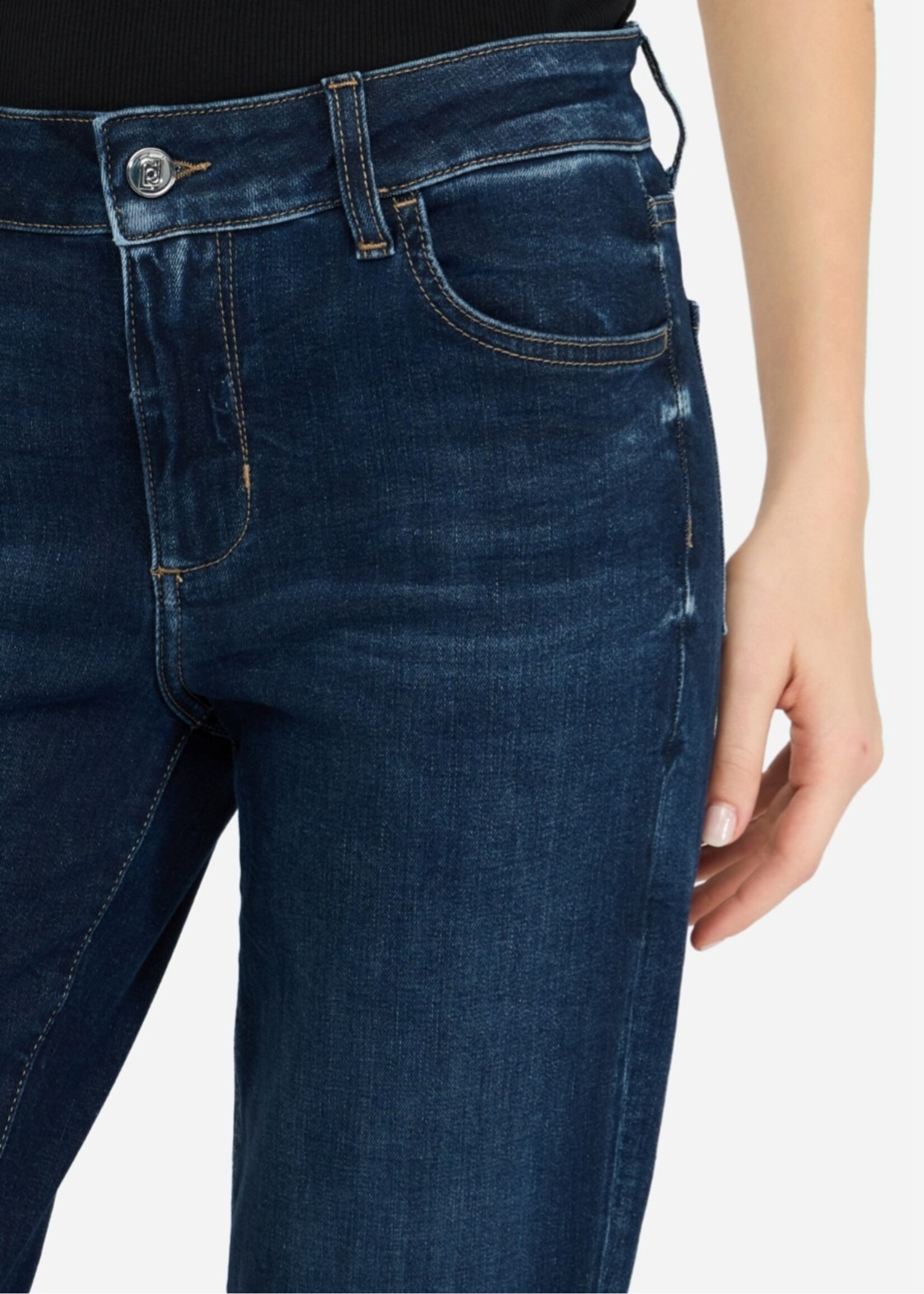 LIU JO PANTS BEAT SPLIT HIGH WAIST DENIM BLUE UF5134 D4797