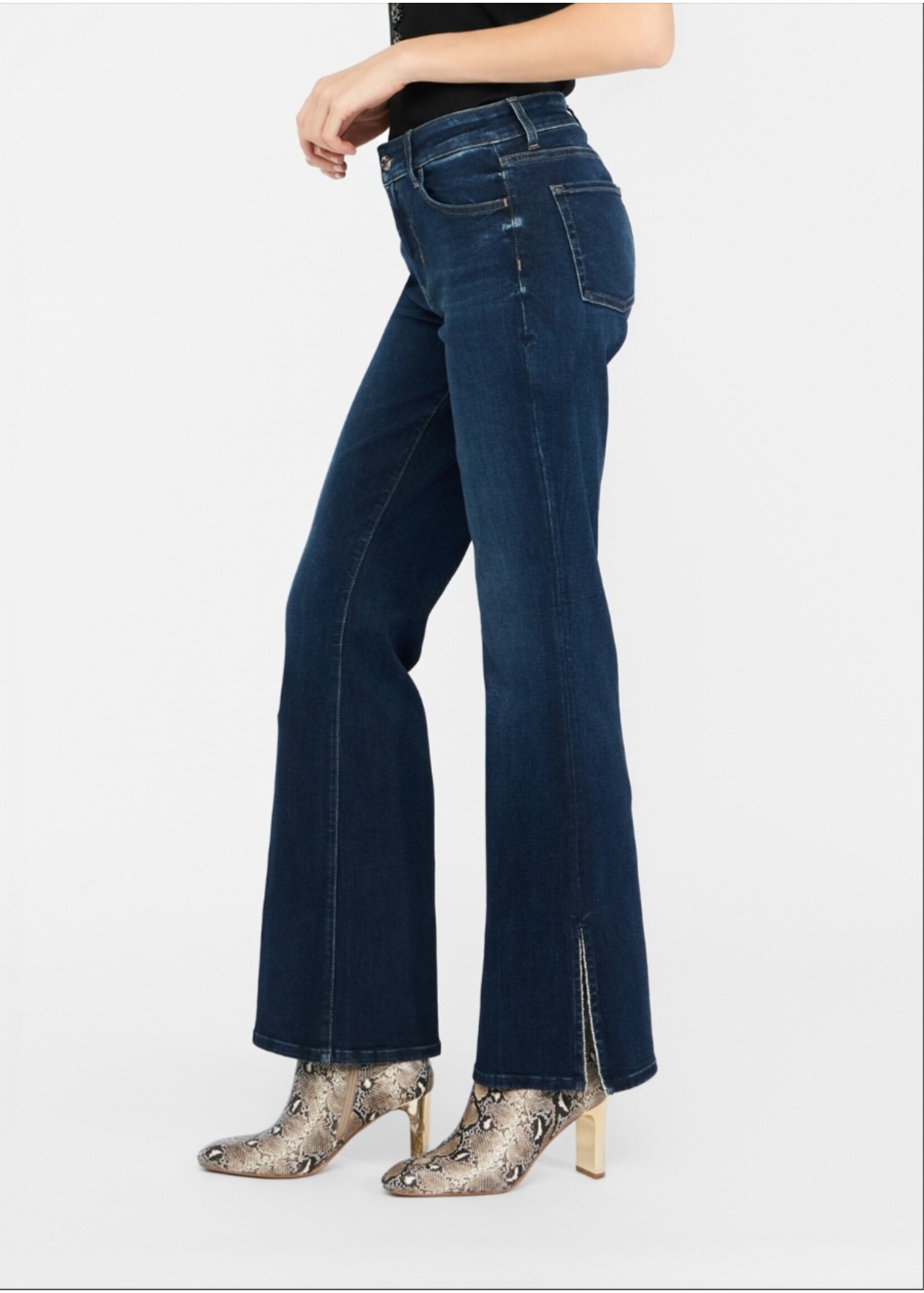 LIU JO PANTS BEAT SPLIT HIGH WAIST DENIM BLUE UF5134 D4797