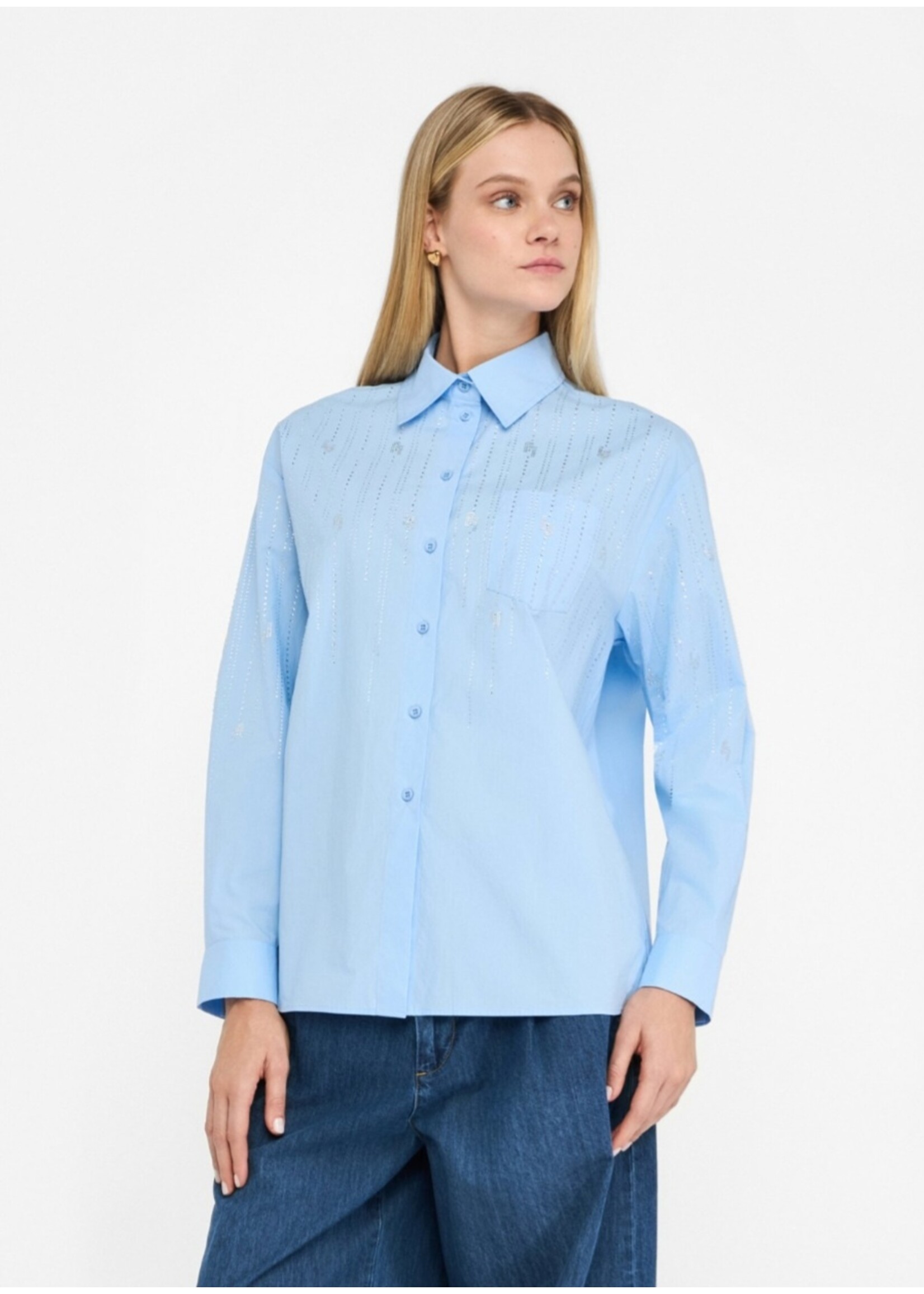 LIU JO CAMICIA HEMD UF520T039A LIGHT BLUE STRASS
