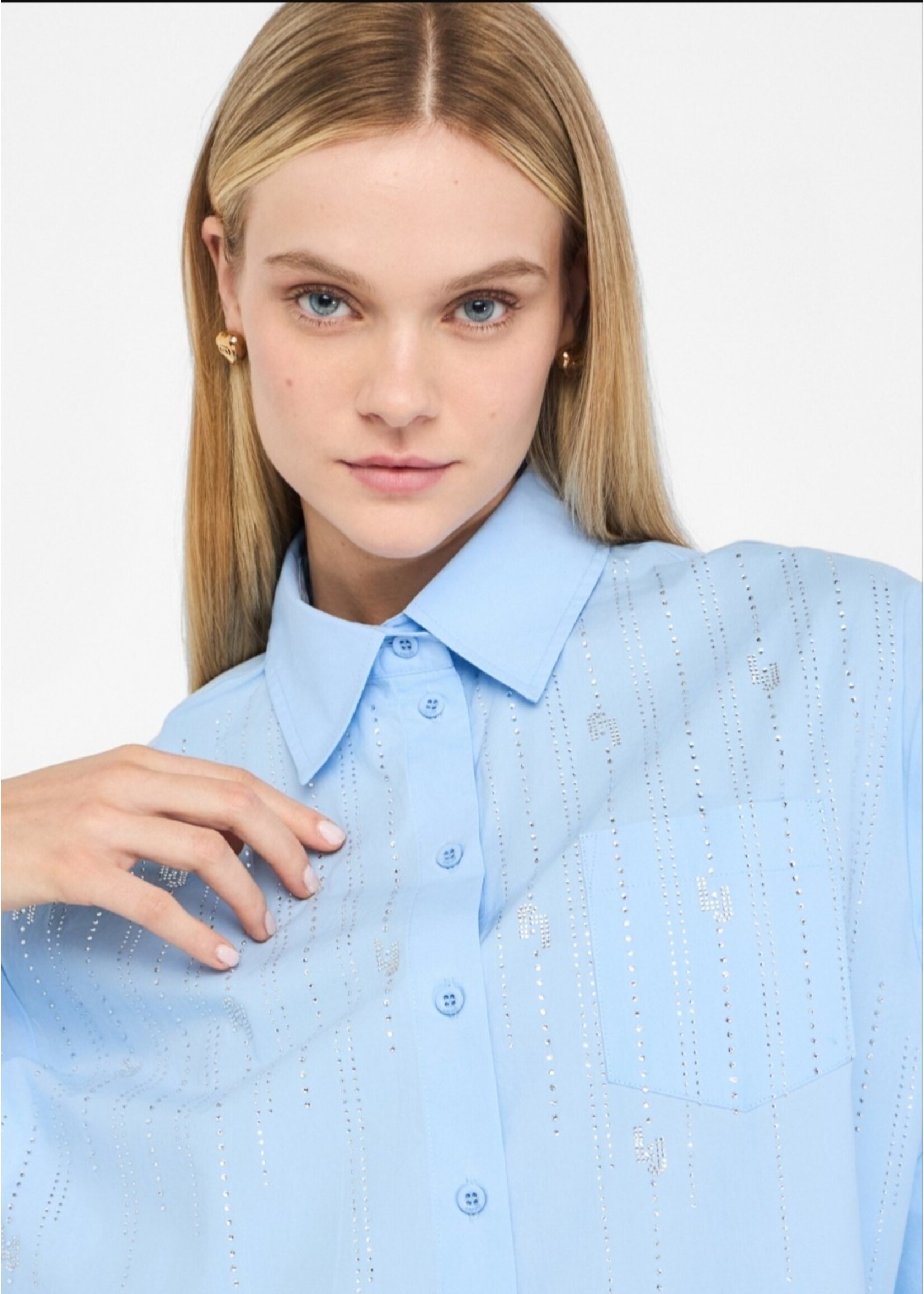 LIU JO CAMICIA HEMD UF520T039A LIGHT BLUE STRASS