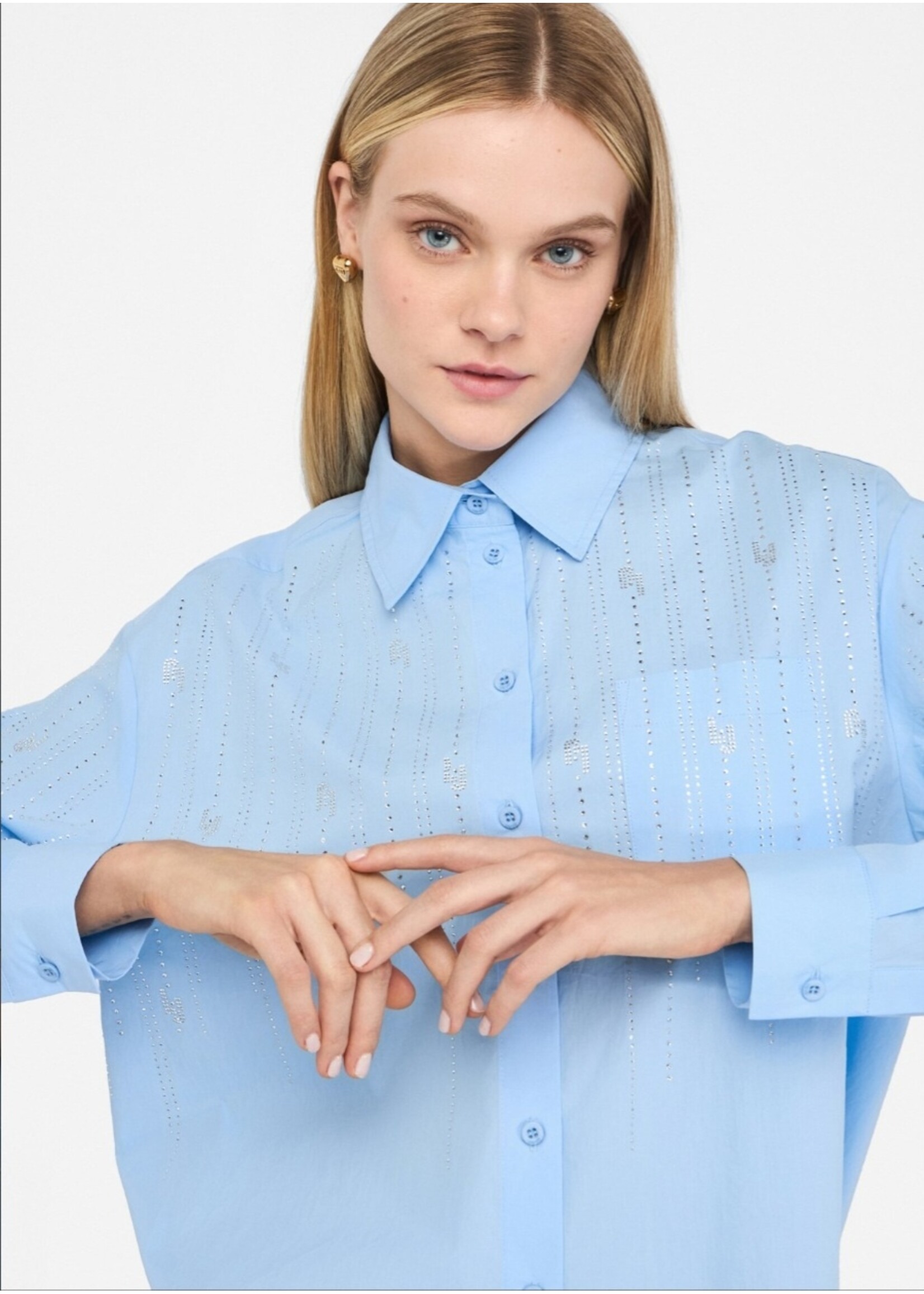 LIU JO CAMICIA HEMD UF520T039A LIGHT BLUE STRASS