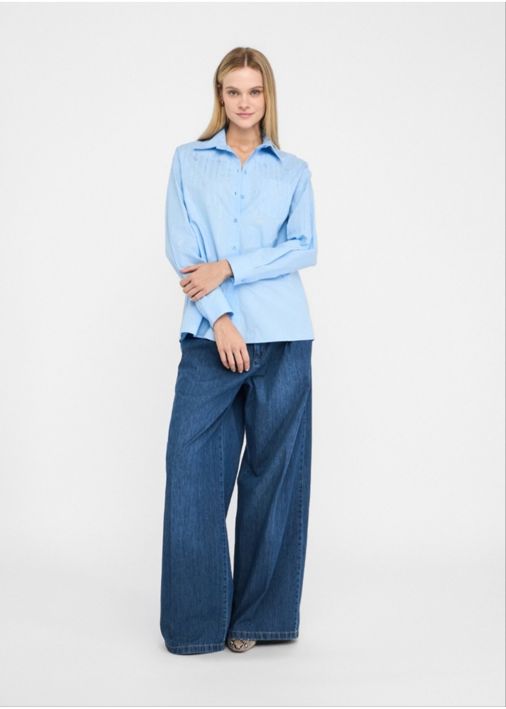 LIU JO CAMICIA HEMD UF520T039A LIGHT BLUE STRASS