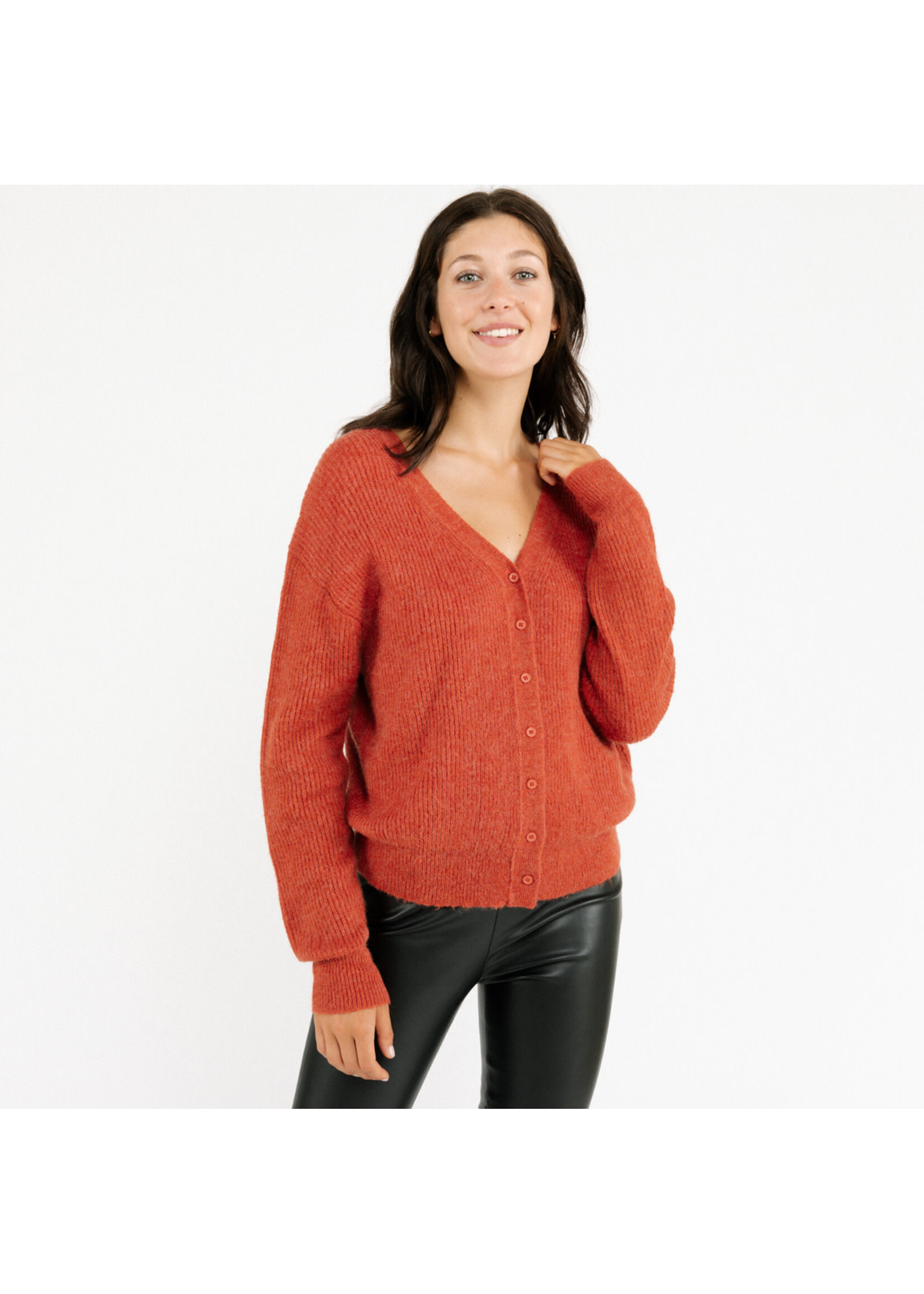 Cardigan Roest met fijne knopen