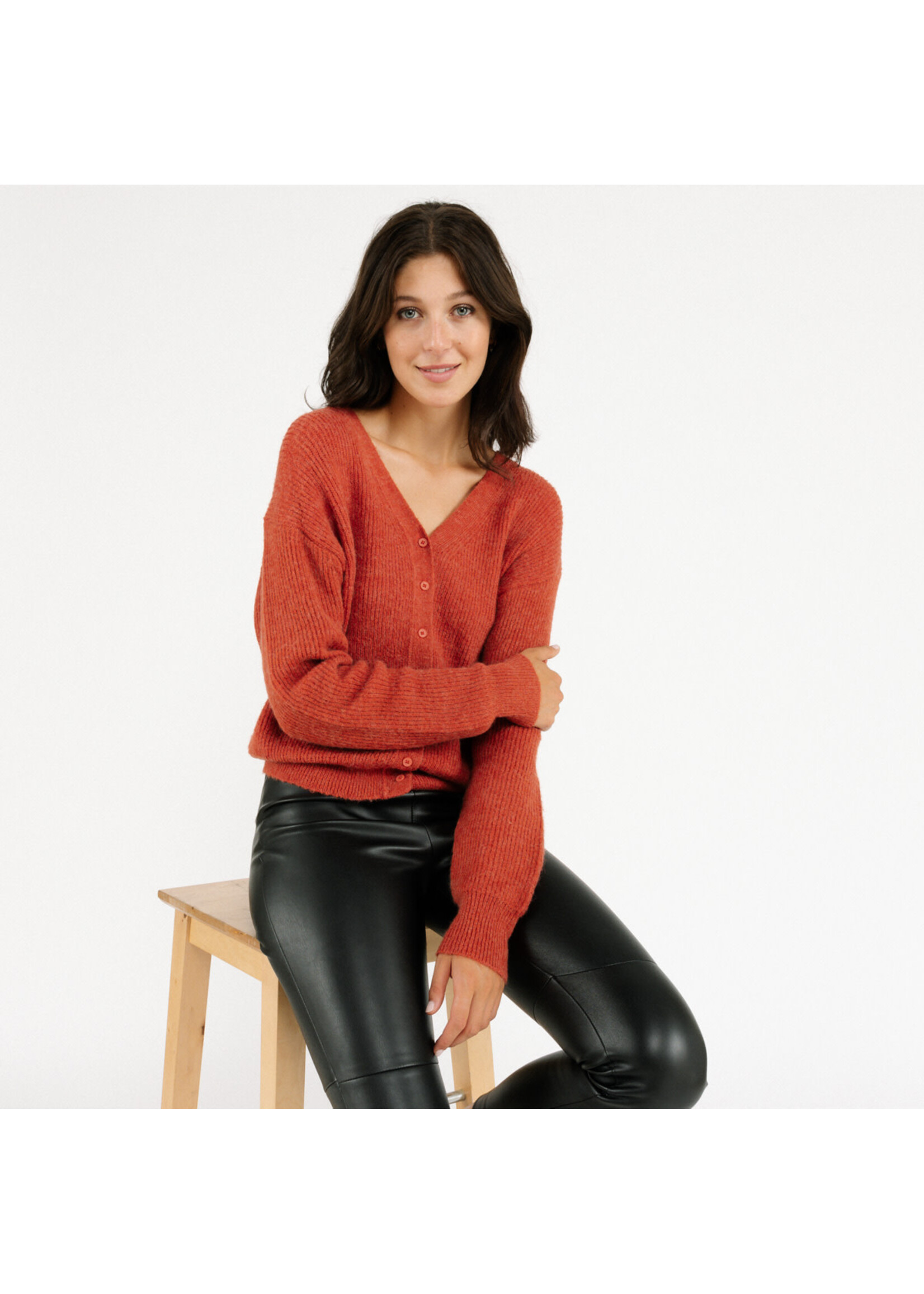 Cardigan Roest met fijne knopen