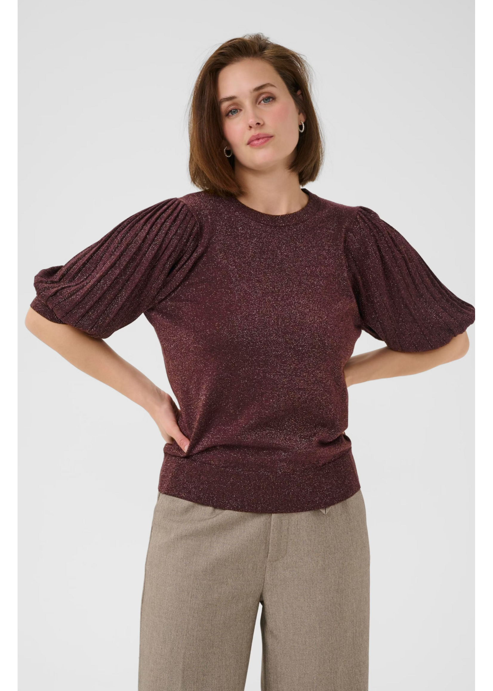 KAFFE KAREGINA PLEAT PULLOVER FUDGE 10510339