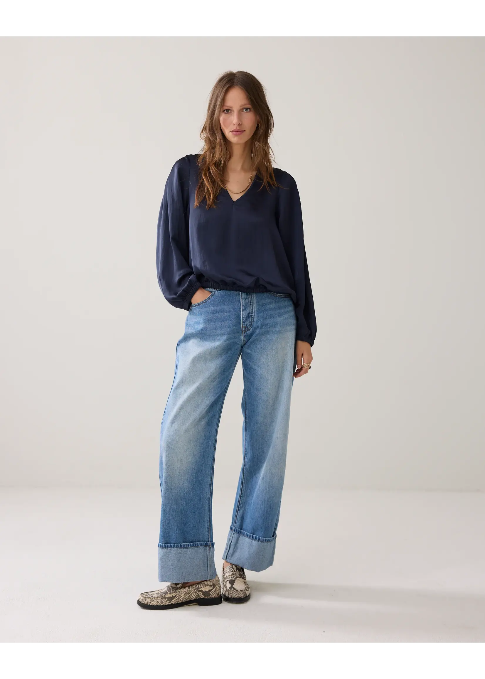 SUMMUM WOMAN TOP SILKY TOUCH 2S3331-12084C6 MIDNIGHT BLUE