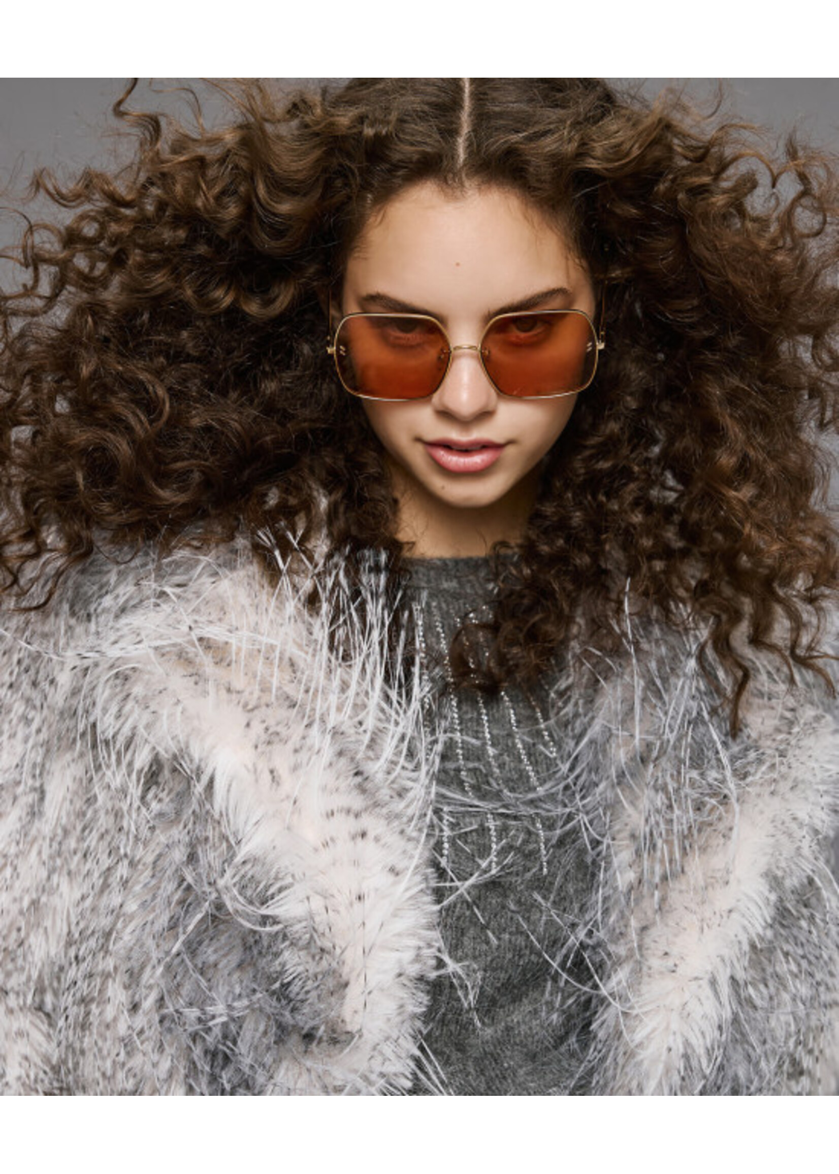 ACCESS ABEE LONG HAIR FAUX FUR COAT GREY  54-9105