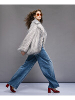 ACCESS ABEE LONG HAIR FAUX FUR COAT GREY