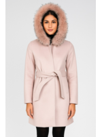 MARKUP LONG COAT DETACHABLE FUR PINK