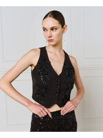 ACCESS ABEE SEQUIN VEST TOP BLACK