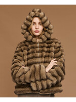 ACCESS ABEE CROPPED JACKET WITH FAUX FUR COFFE