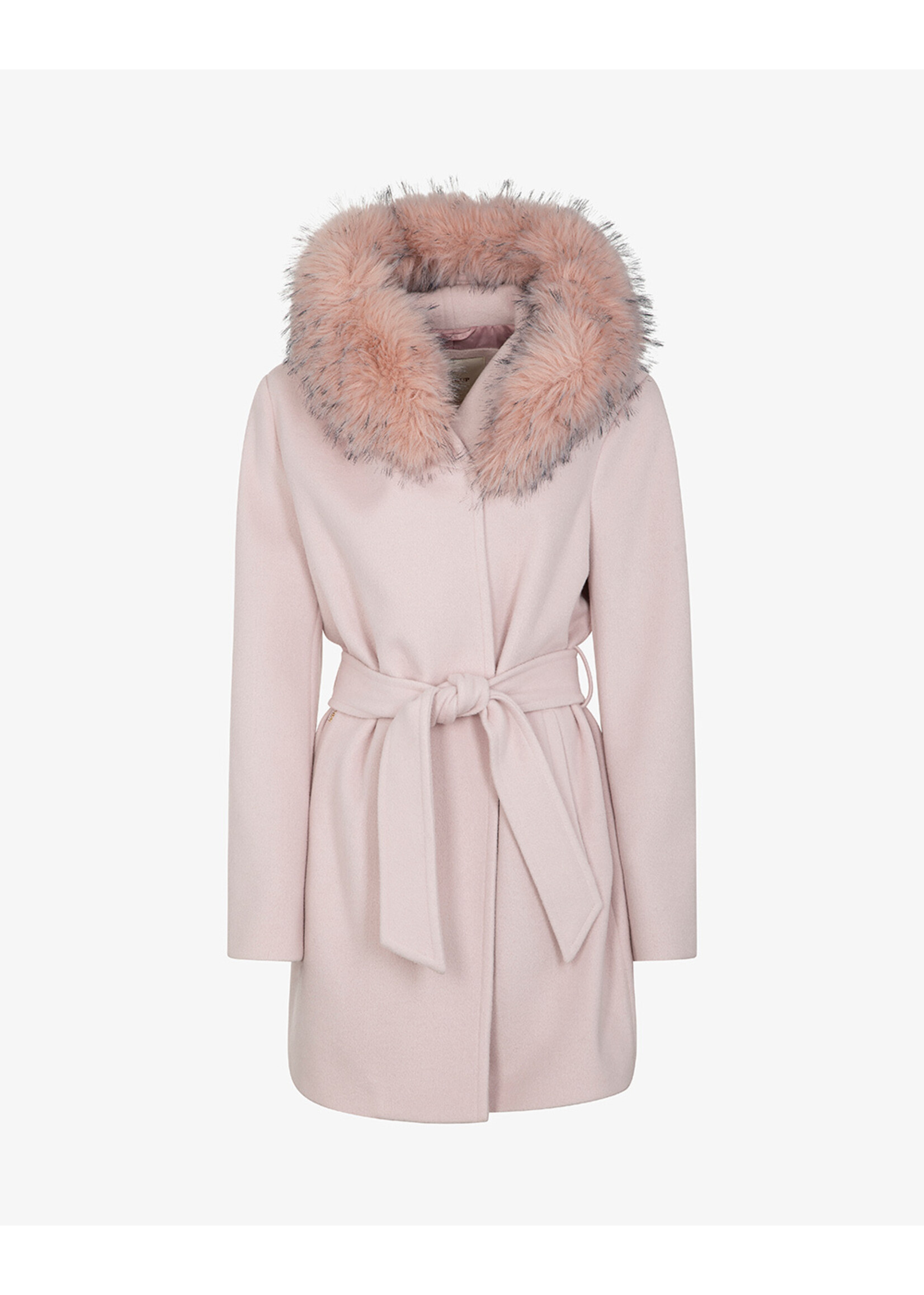 MARKUP LONG COAT DETACHABLE FUR PINK MW9640626