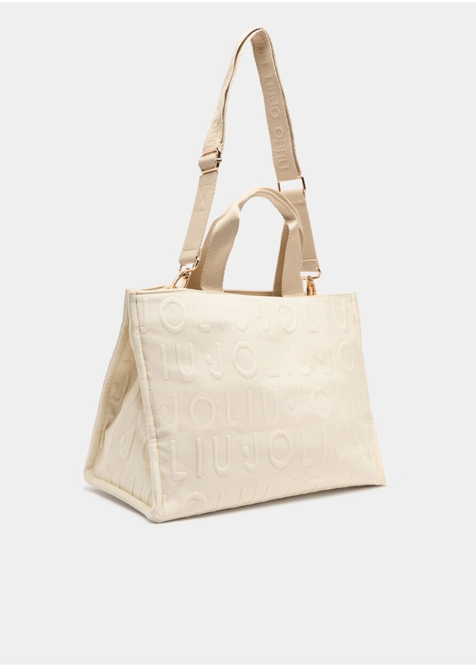 LIU JO SHOPPER TOTE LOGO BUBBLE WHITE CREAM 2A6026 T0300