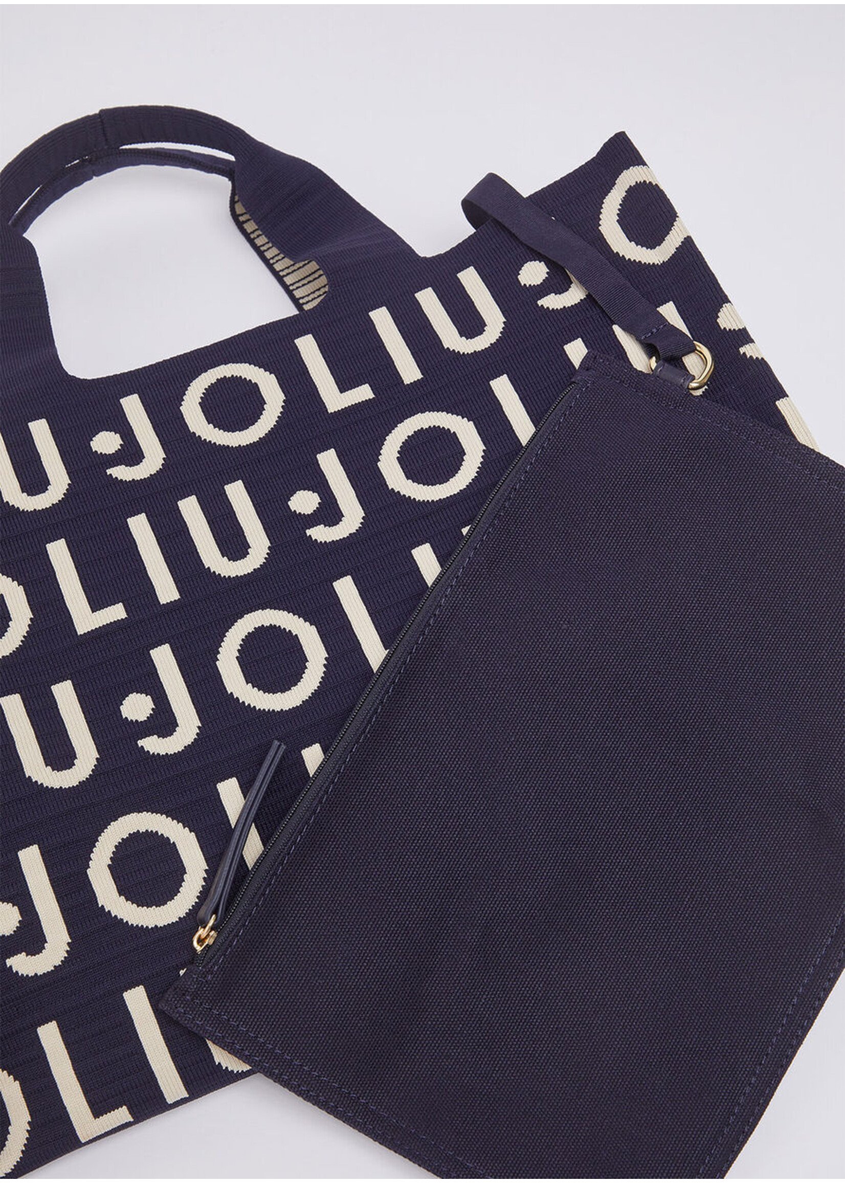 LIU JO SHOPPER TOTE KNITTED LOGO BLUE SKY 2A6026 M0300