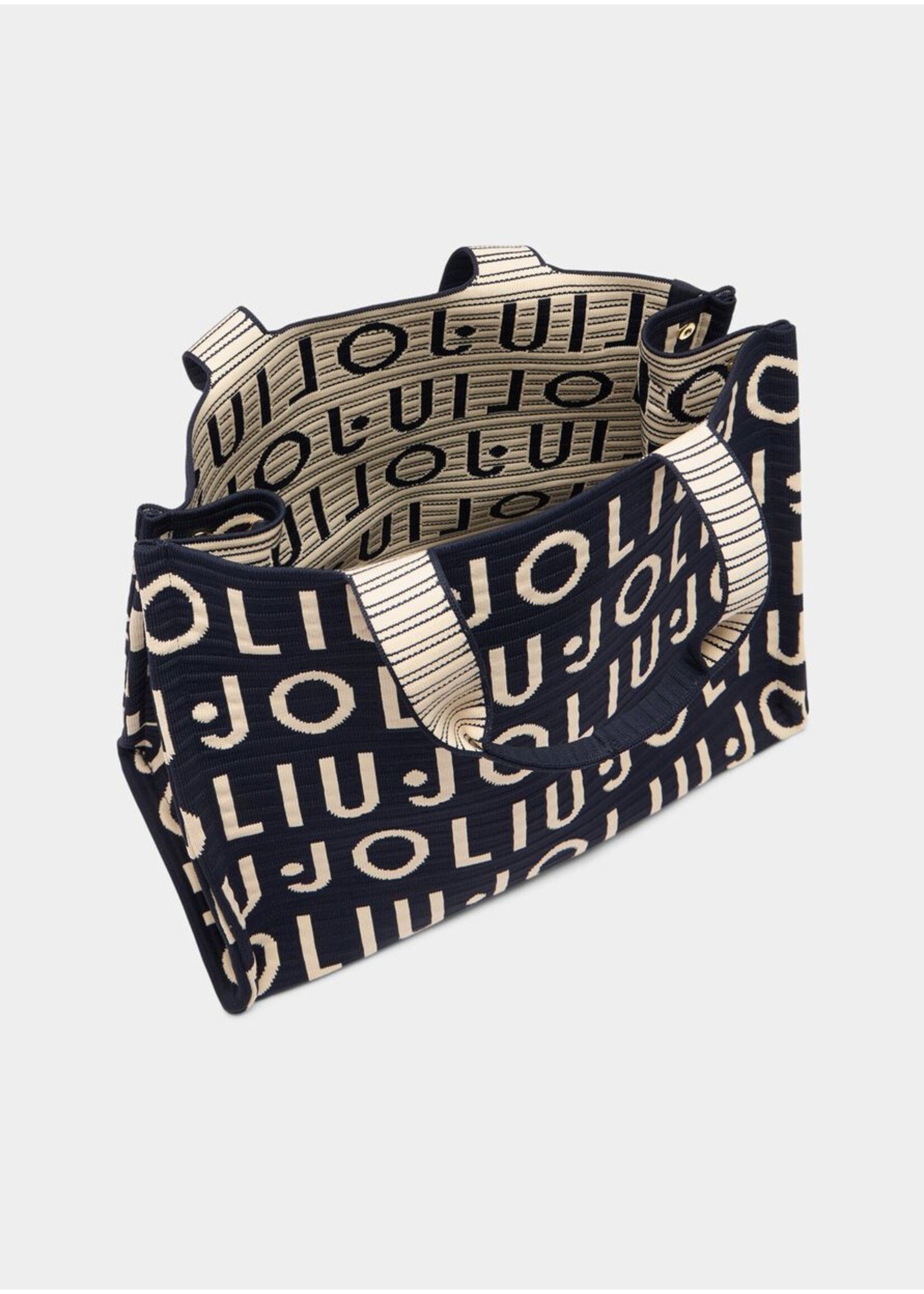 LIU JO SHOPPER TOTE KNITTED LOGO BLUE SKY 2A6026 M0300