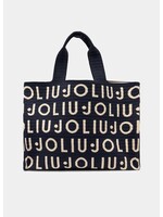 LIU JO SHOPPER TOTE KNITTED LOGO BLUE SKY