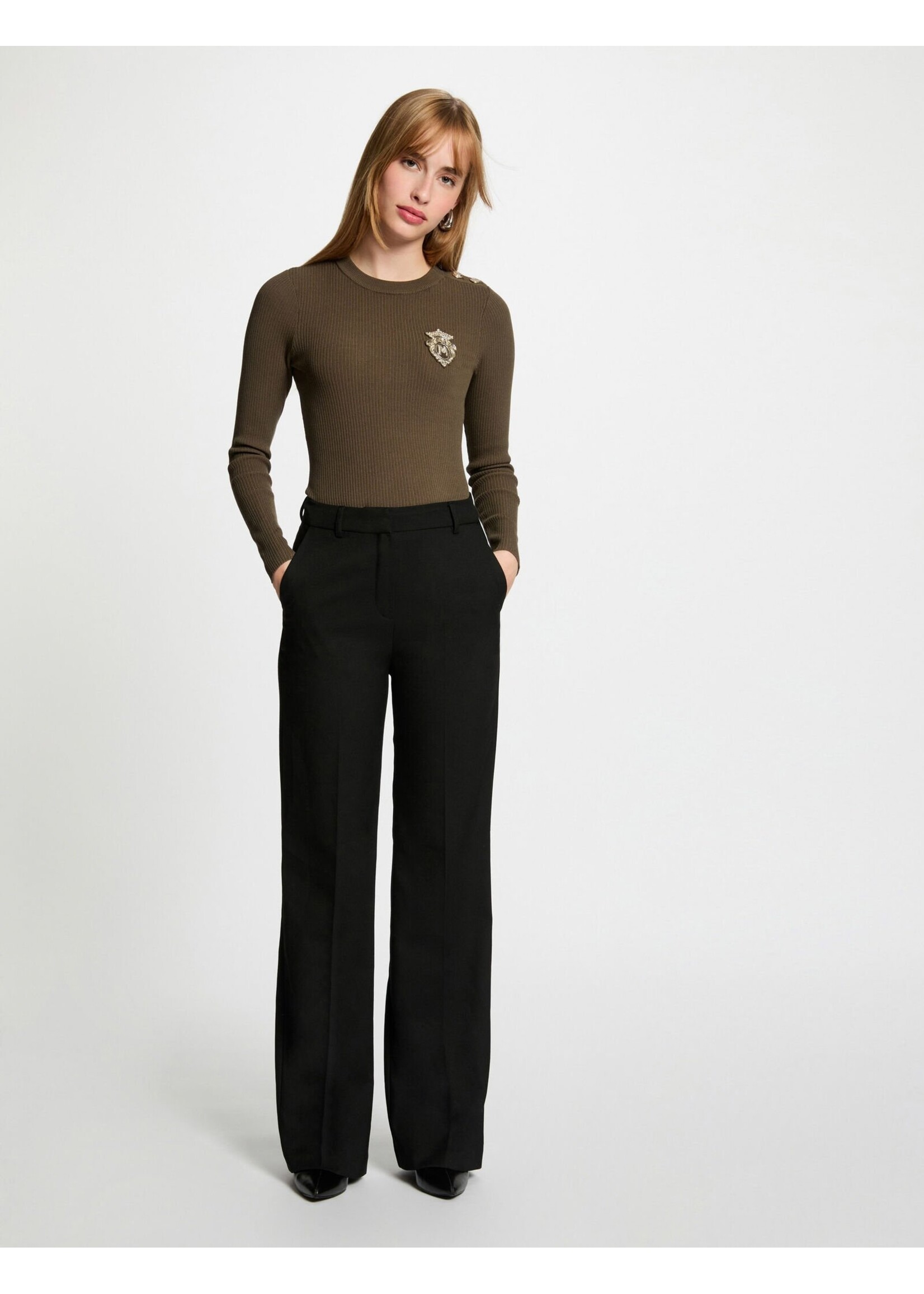 MORGAN PULLOVER MRAYU BUTTON KAKI