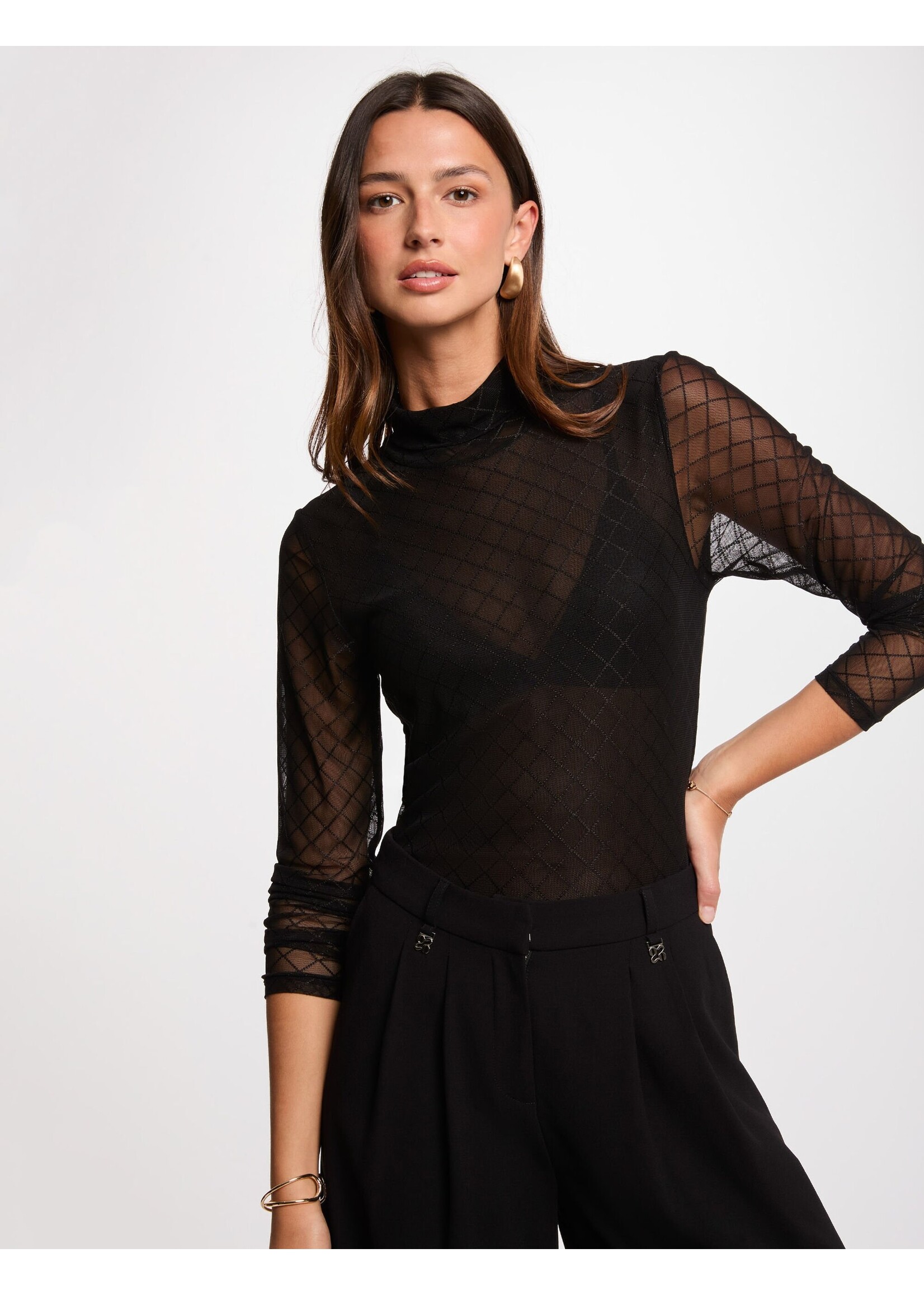 MORGAN TMESH SHIRT BLACK