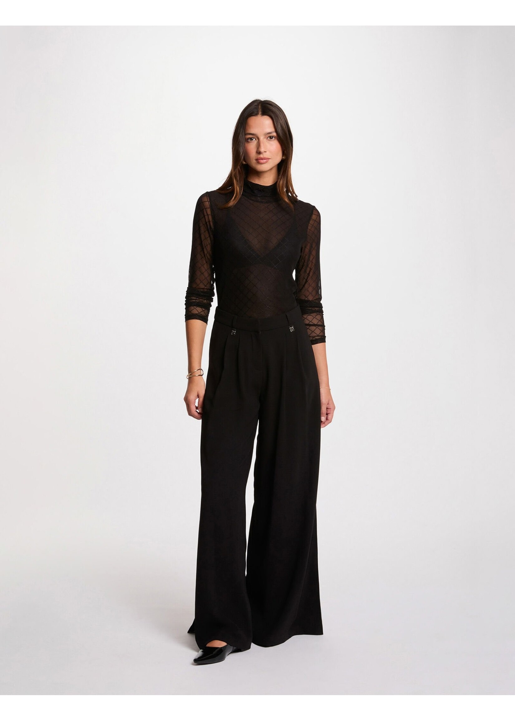 MORGAN TMESH SHIRT BLACK