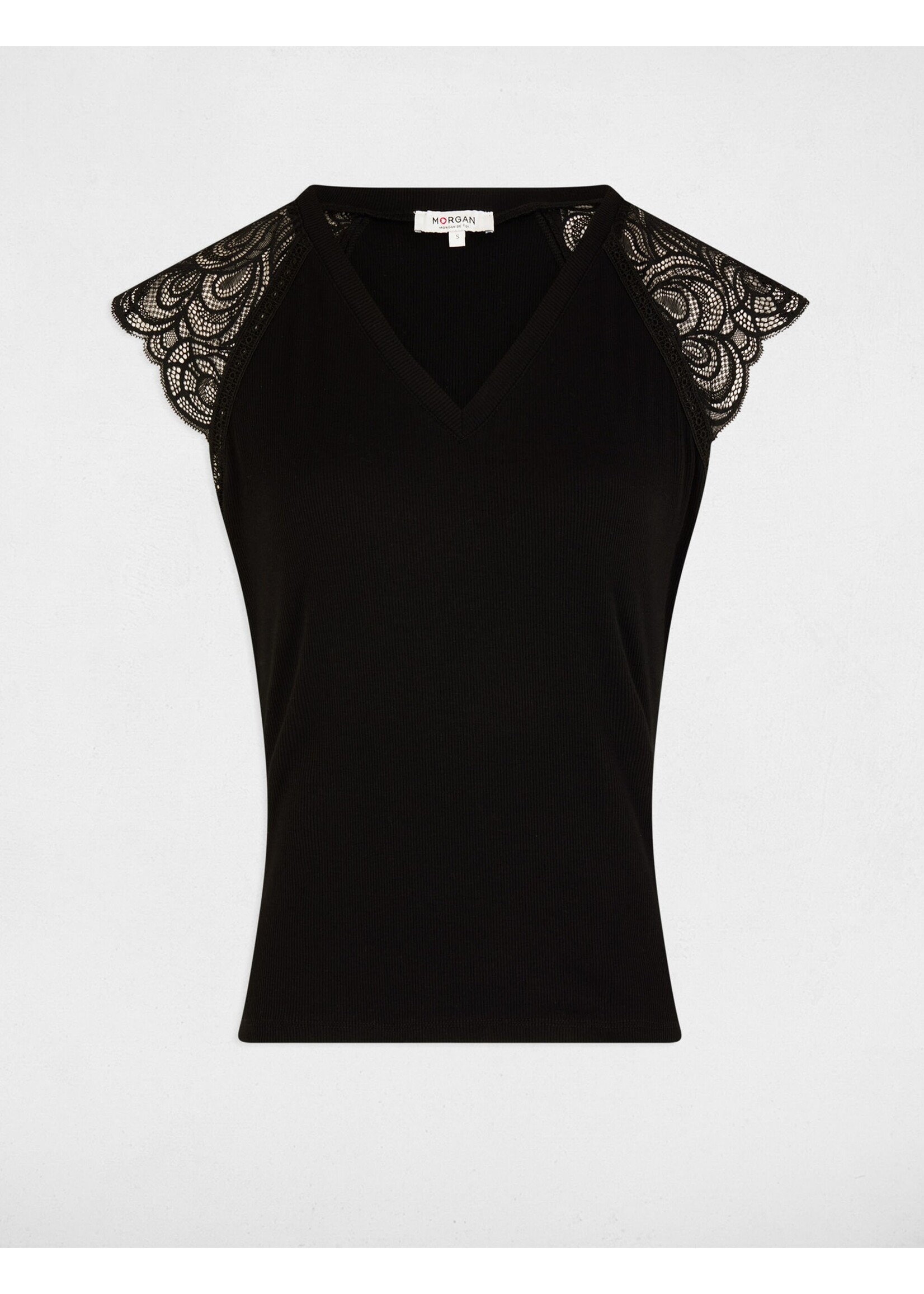MORGAN TOP SLEEVE LACE DMEG BLACK