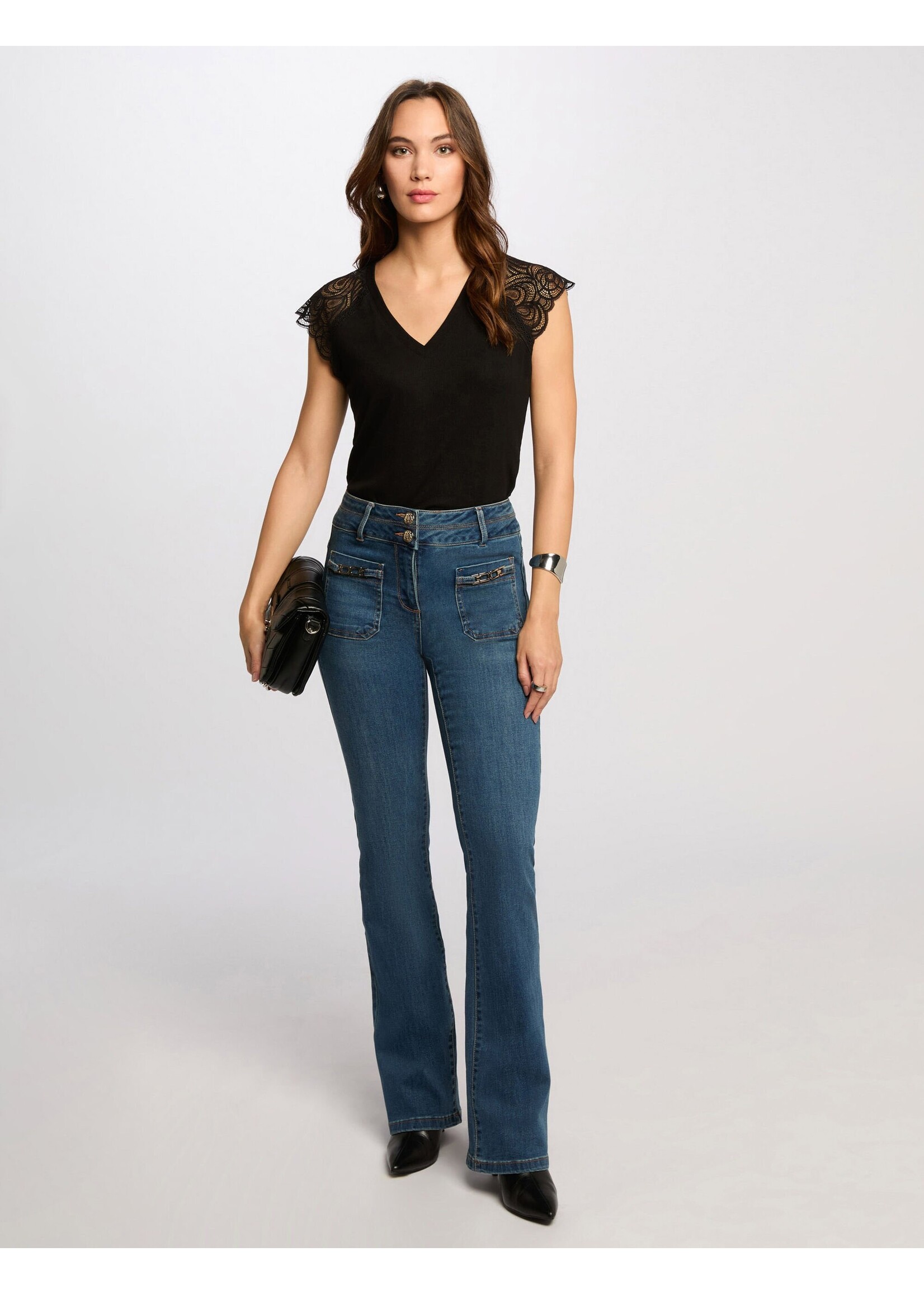 MORGAN TOP SLEEVE LACE DMEG BLACK