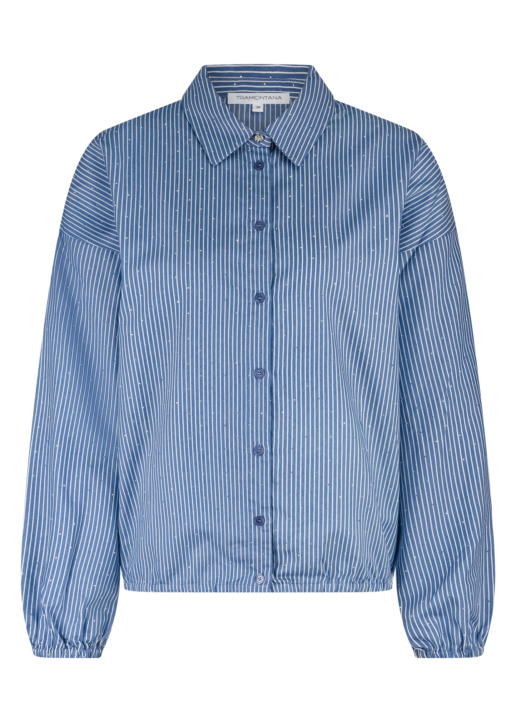 Tramontana STRIPED BLOUSE RHINESTONES MID BLUE C02-19-301