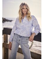 Tramontana STRIPED BLOUSE FLOWER BREEZY BLUE