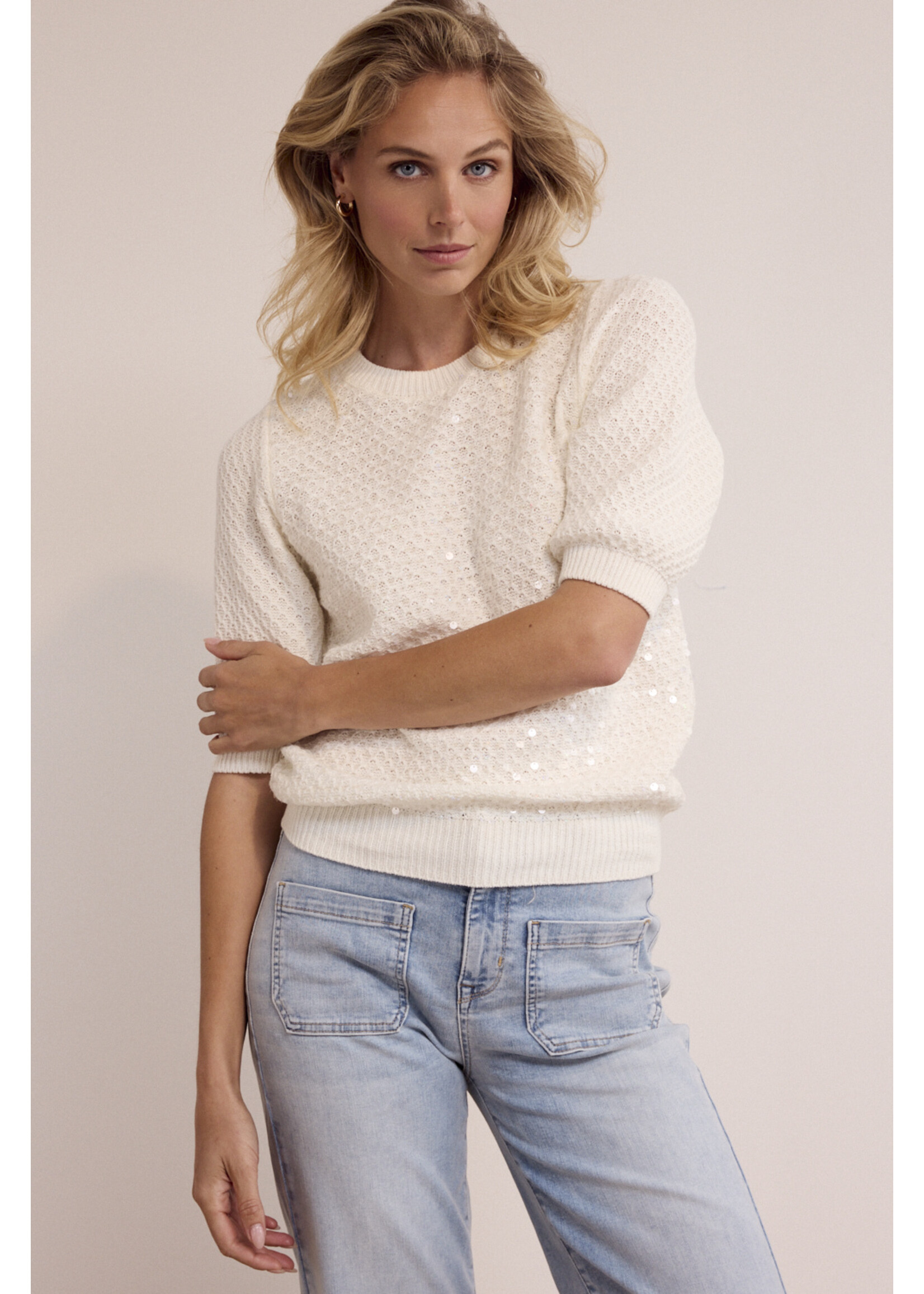 Tramontana SEGUIN SHORT SLEEVE JUMPER OFF WHITE Y11-19-601