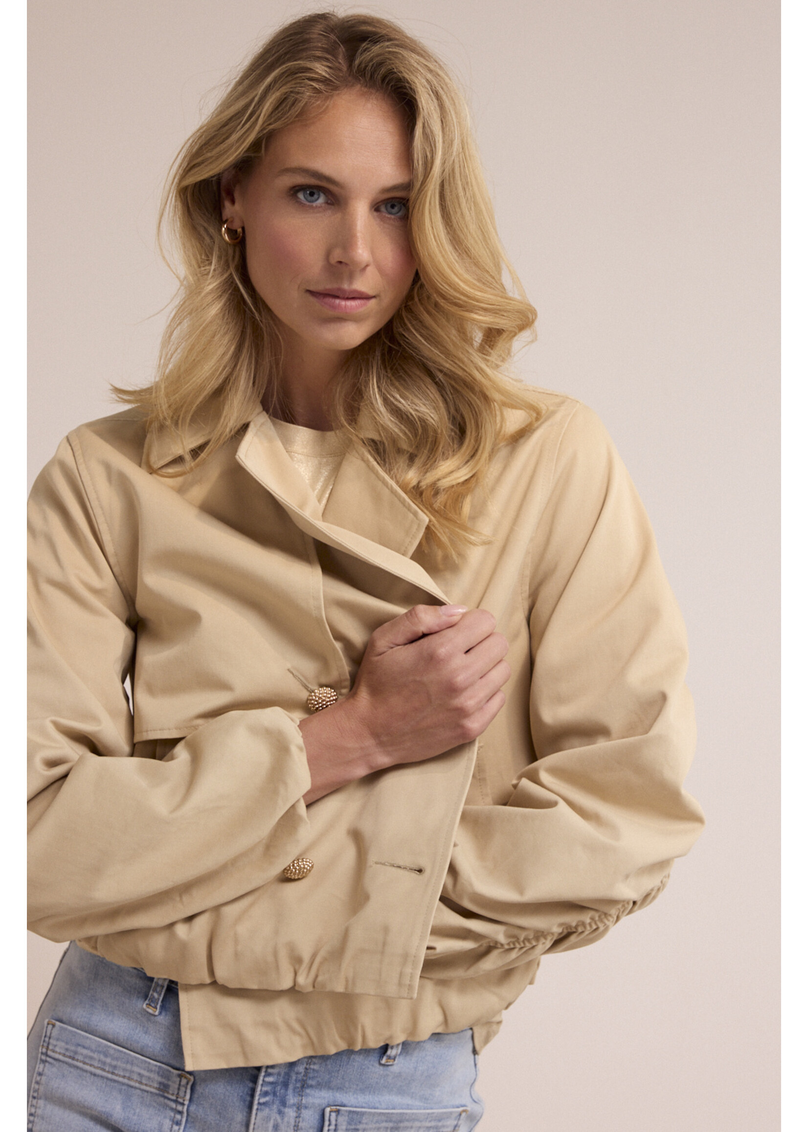 Tramontana SHORT TRENCH JACKET PEBBLE C03-19-802