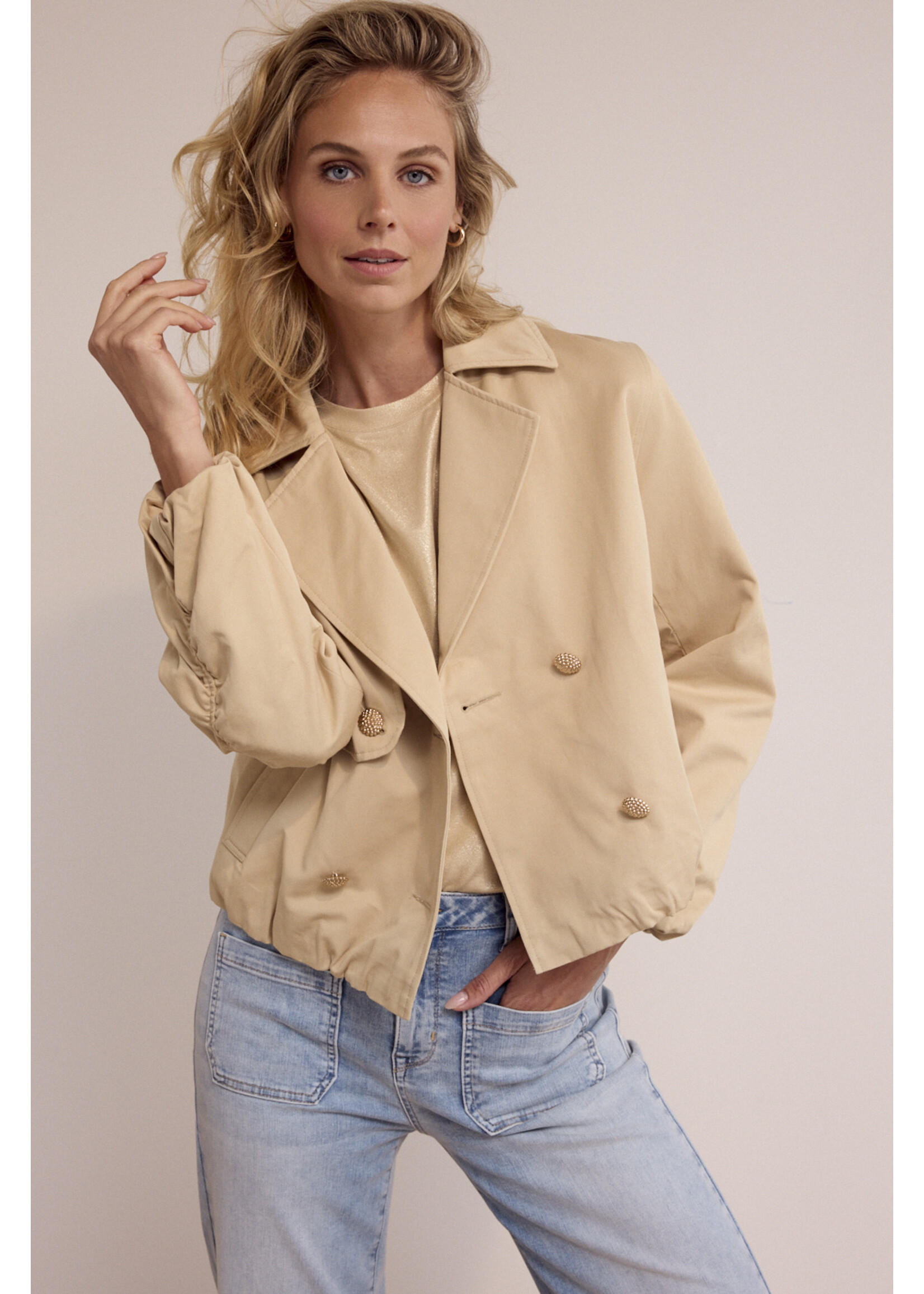 Tramontana SHORT TRENCH JACKET PEBBLE C03-19-802