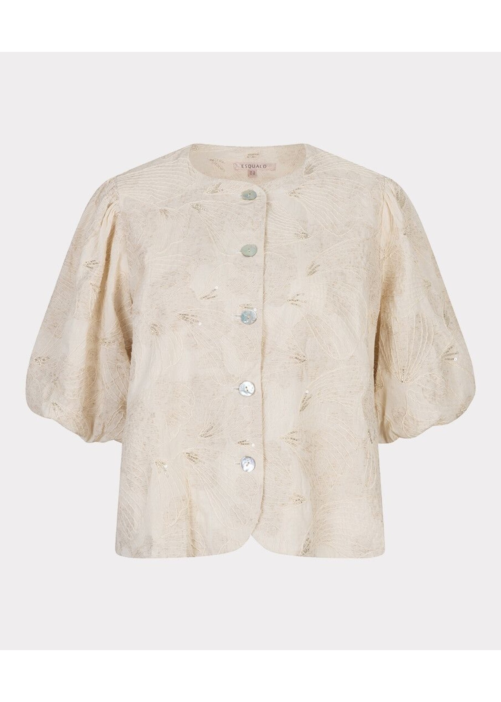 ESQUALO TOP BALLOON 3D SHELL PRINT ECRU PS26.28005