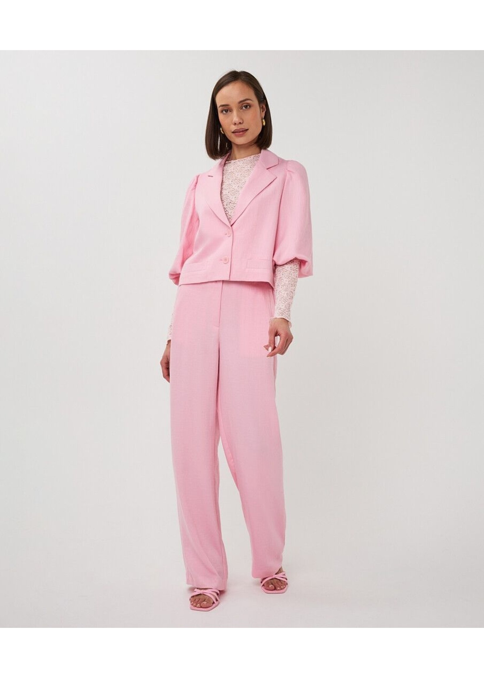 ESQUALO BLAZER TWILL CROPPED PUFF SLVE ROMANCE ROSE PS26.10047