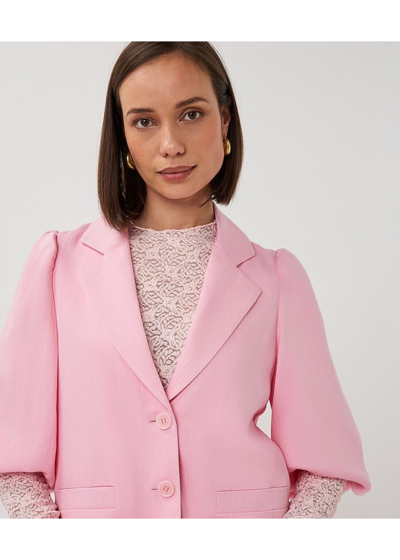 ESQUALO BLAZER TWILL CROPPED PUFF SLVE ROMANCE ROSE PS26.10047